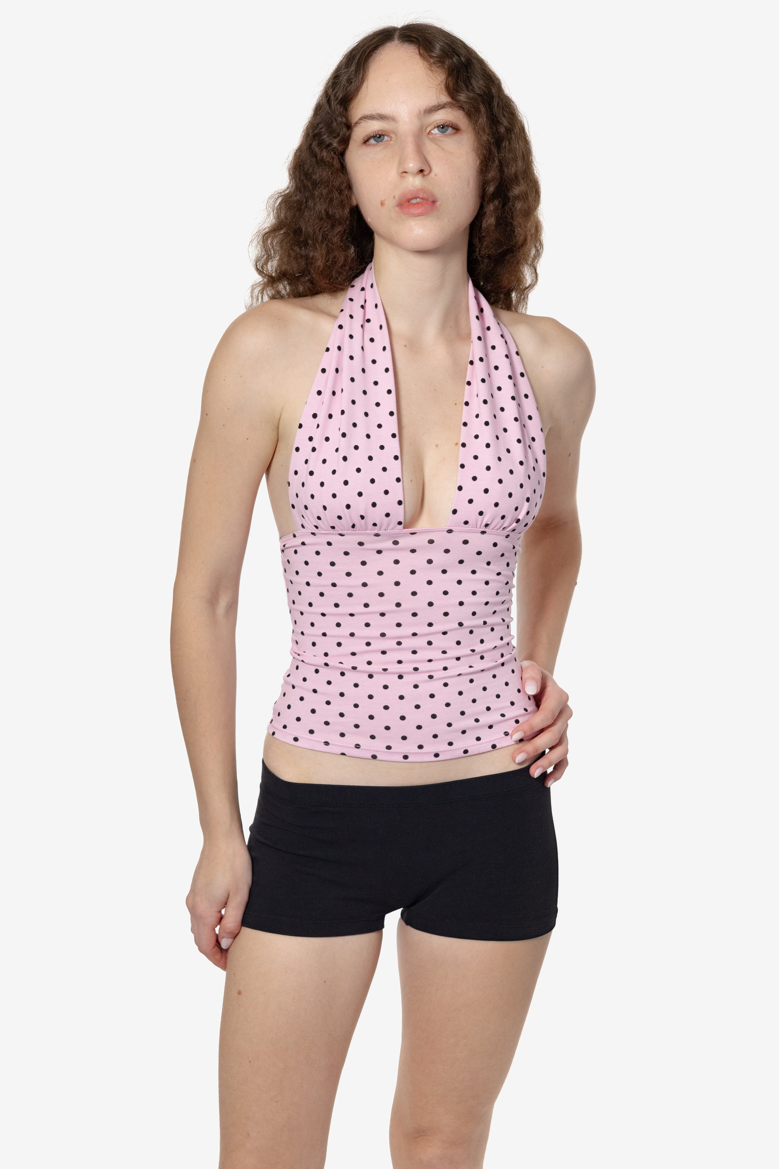 83853P - Cotton Spandex Printed Ruched Halter Top – Los Angeles