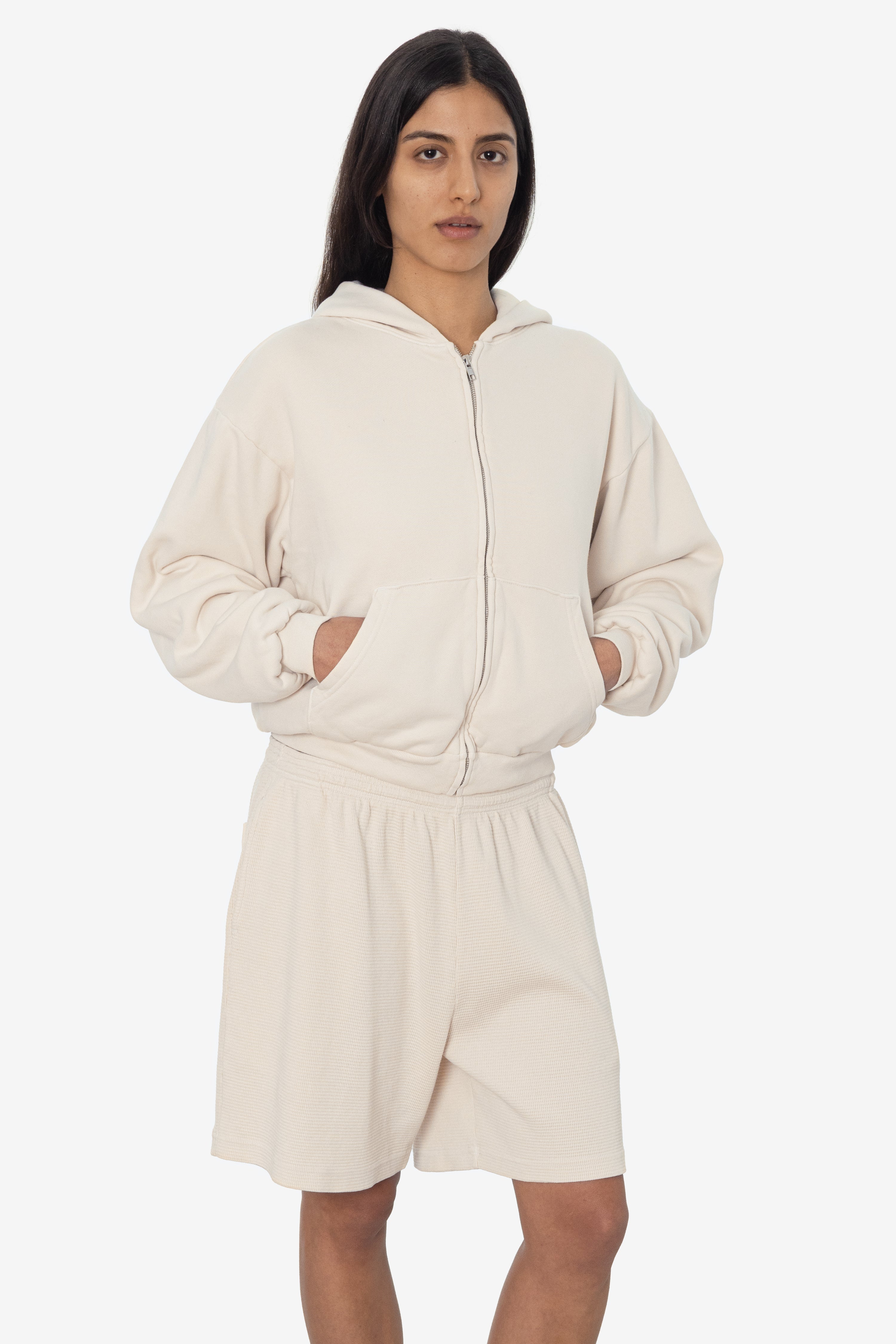 ALP10GD - Thermal Lined Cropped Zip Up Hoodie – Los Angeles Apparel