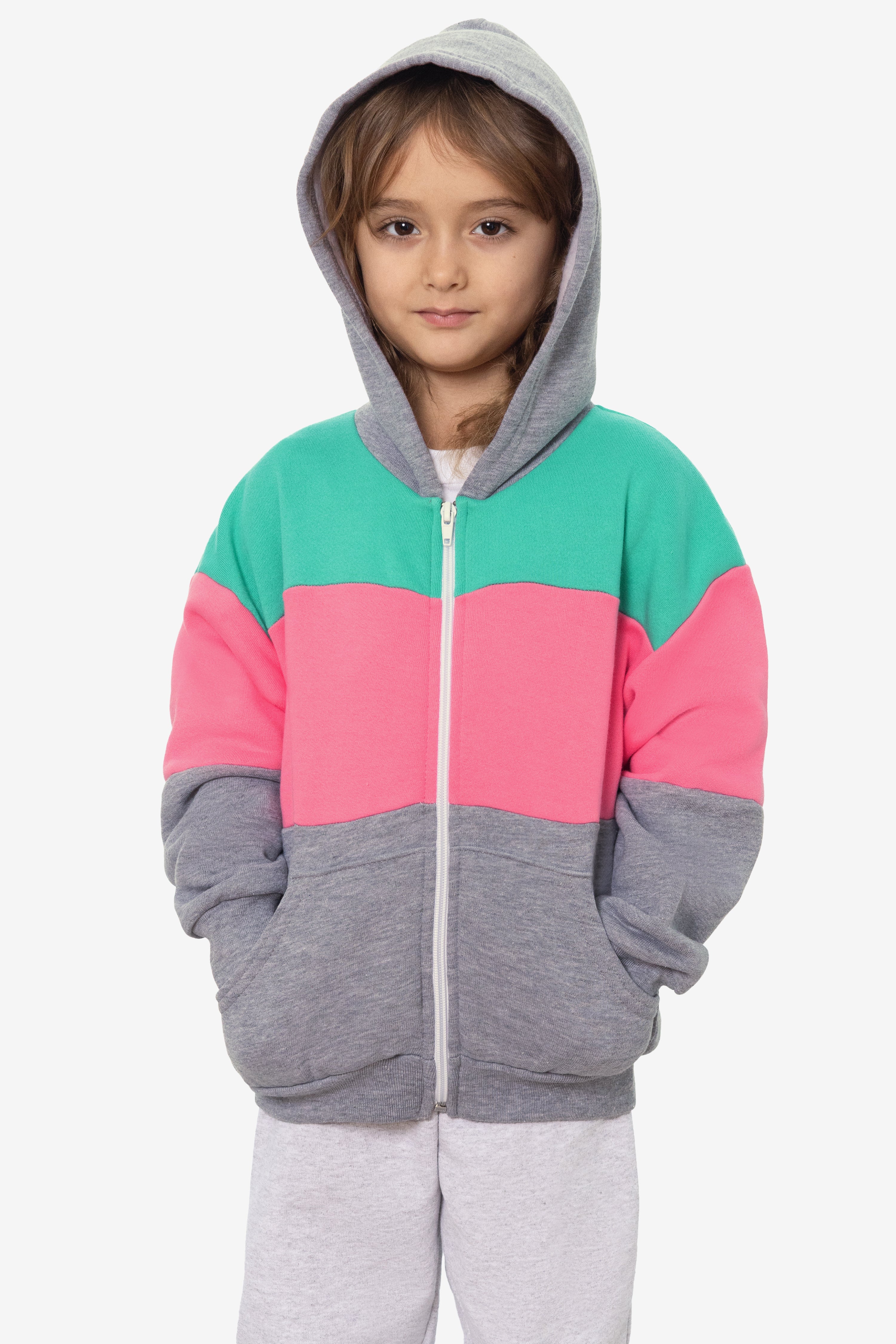 F1097CB - Kids Flex Fleece Color Block Zip Hoodie – Los Angeles