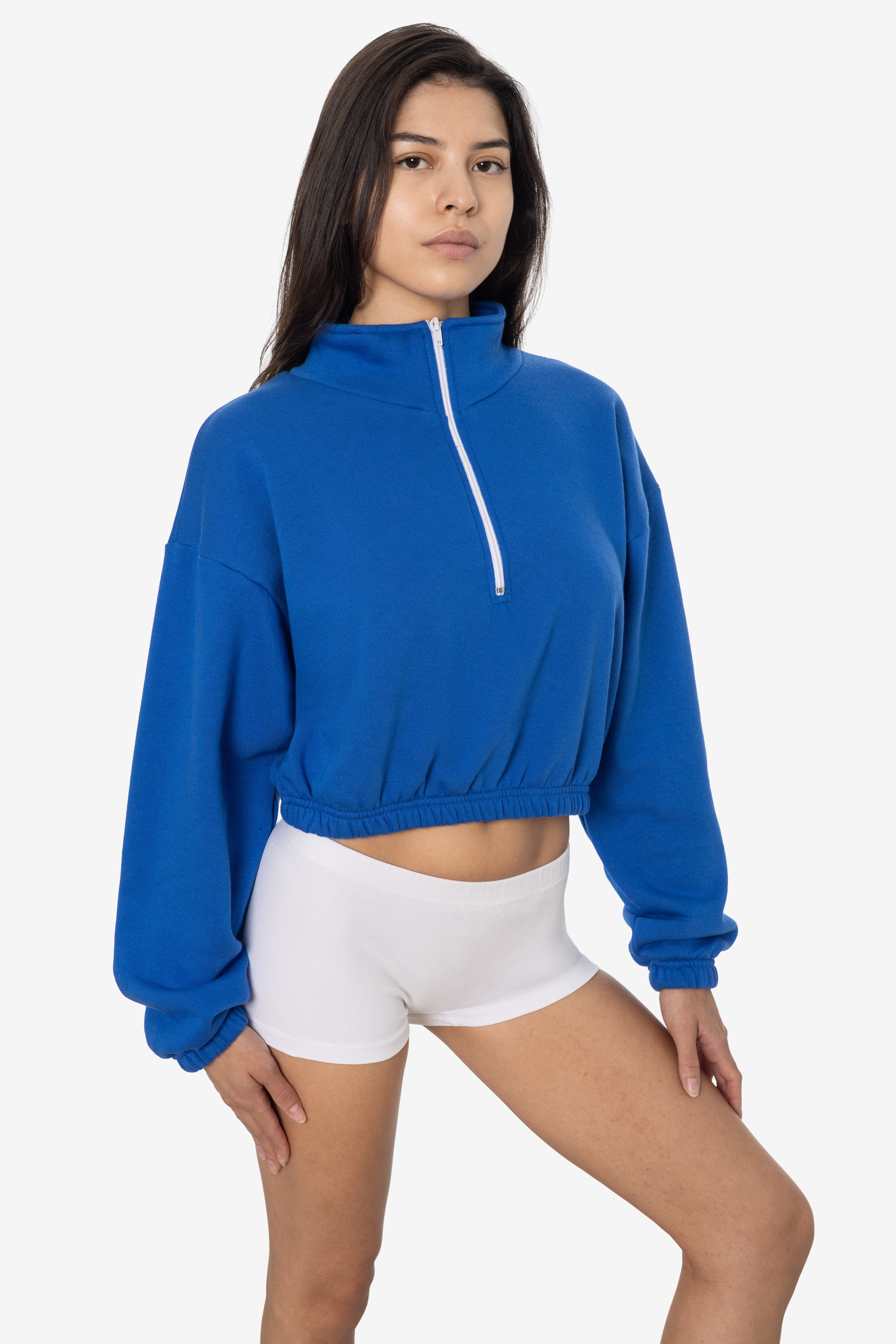 F396 - Flex Fleece Half Zip Cropped Pullover – Los Angeles Apparel