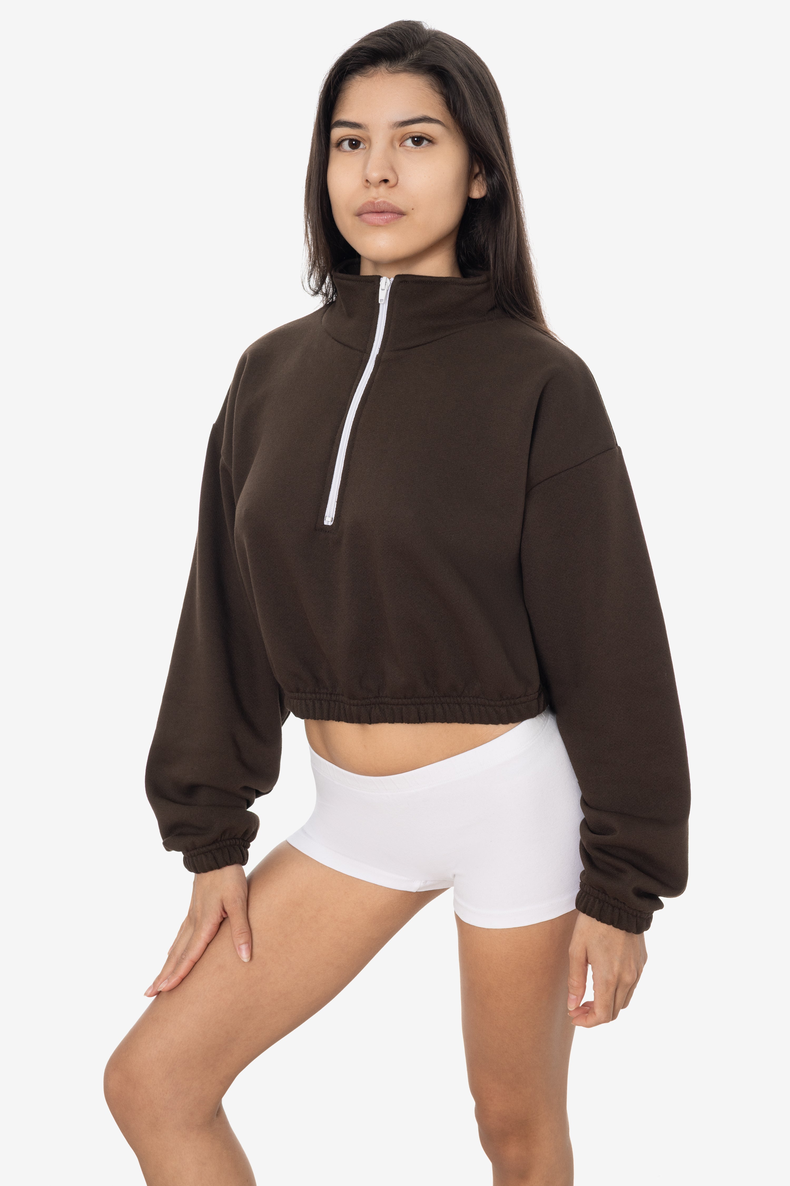 F396 - Flex Fleece Half Zip Cropped Pullover – Los Angeles Apparel