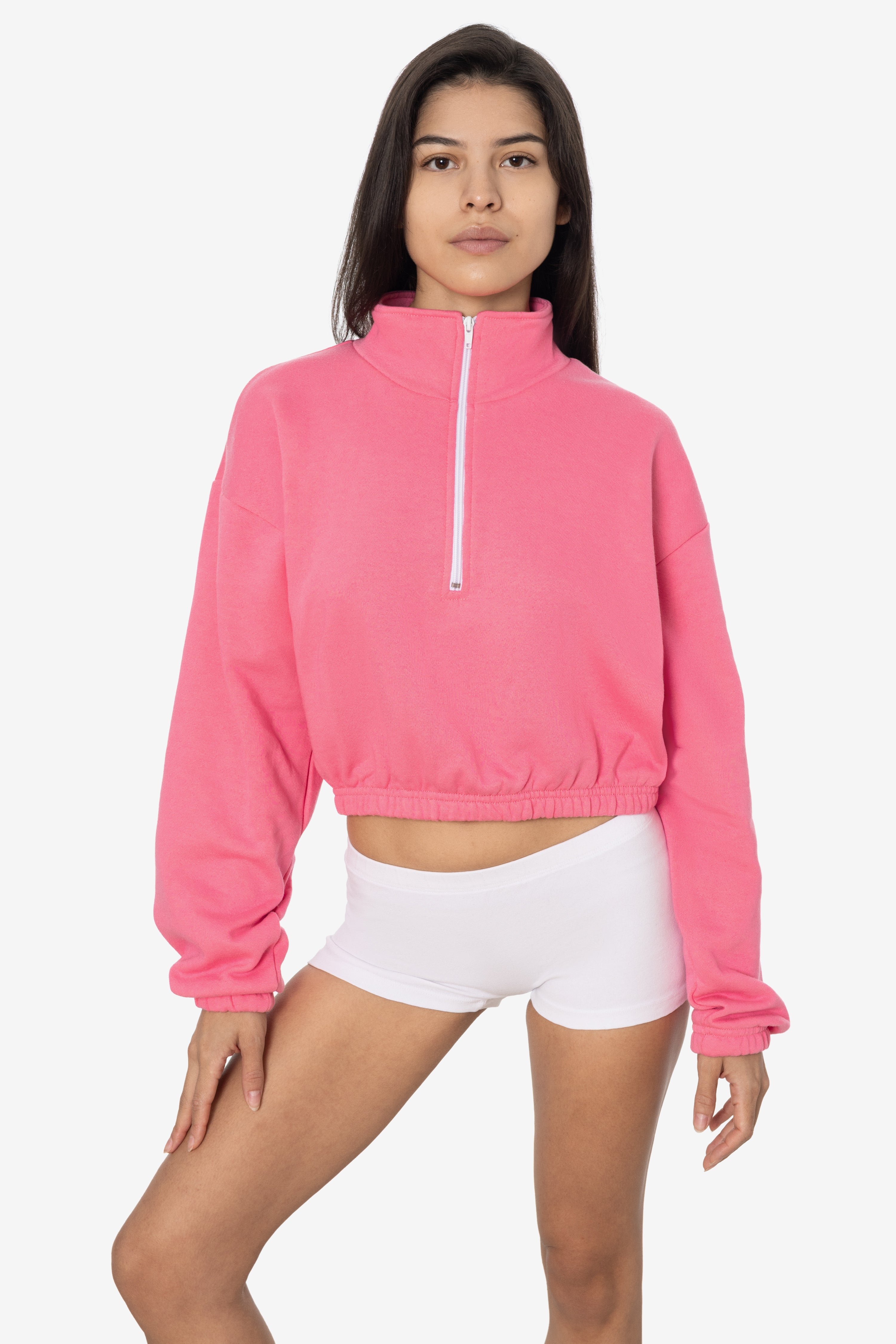 F396 - Flex Fleece Half Zip Cropped Pullover – Los Angeles Apparel