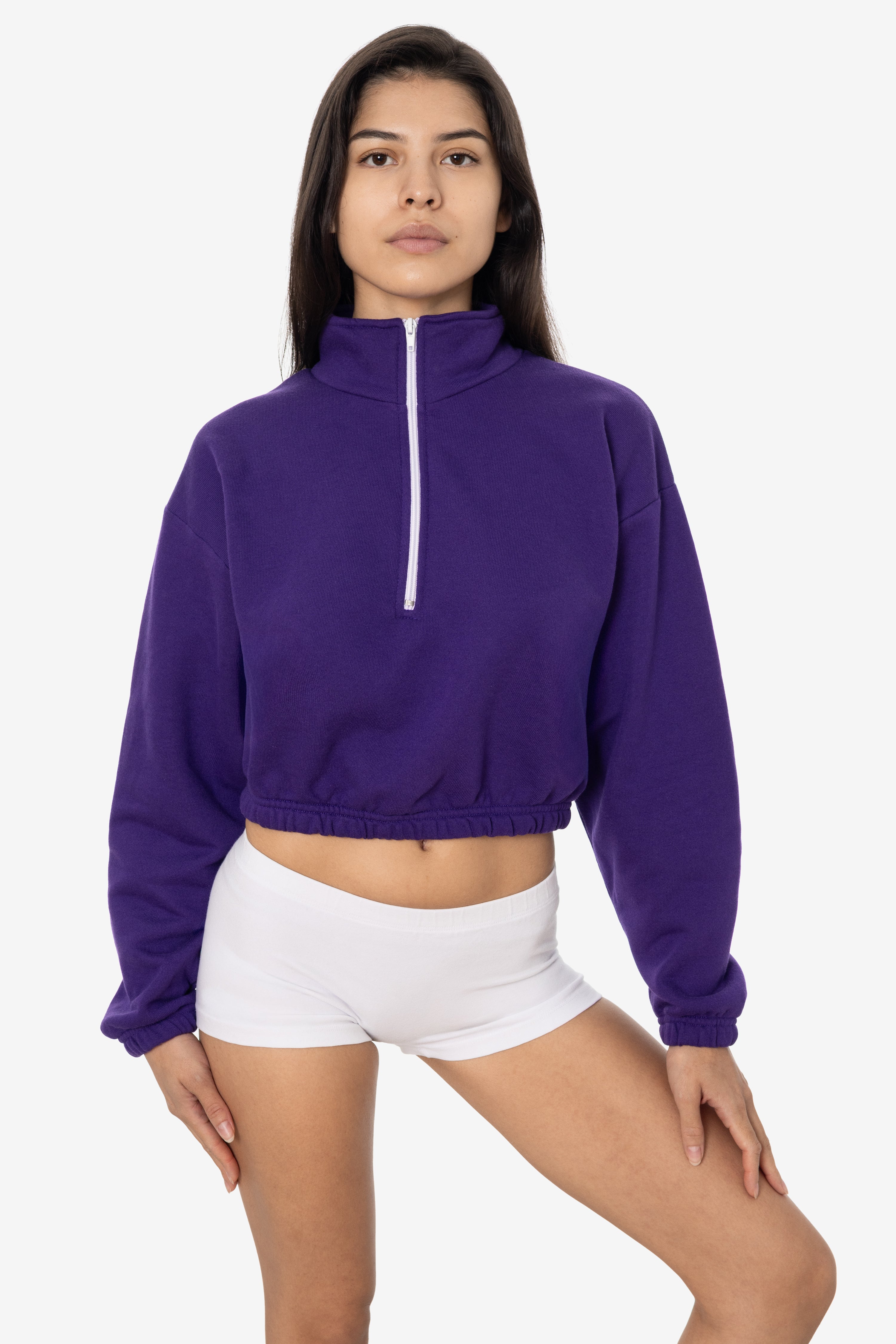 F396 - Flex Fleece Half Zip Cropped Pullover – Los Angeles Apparel