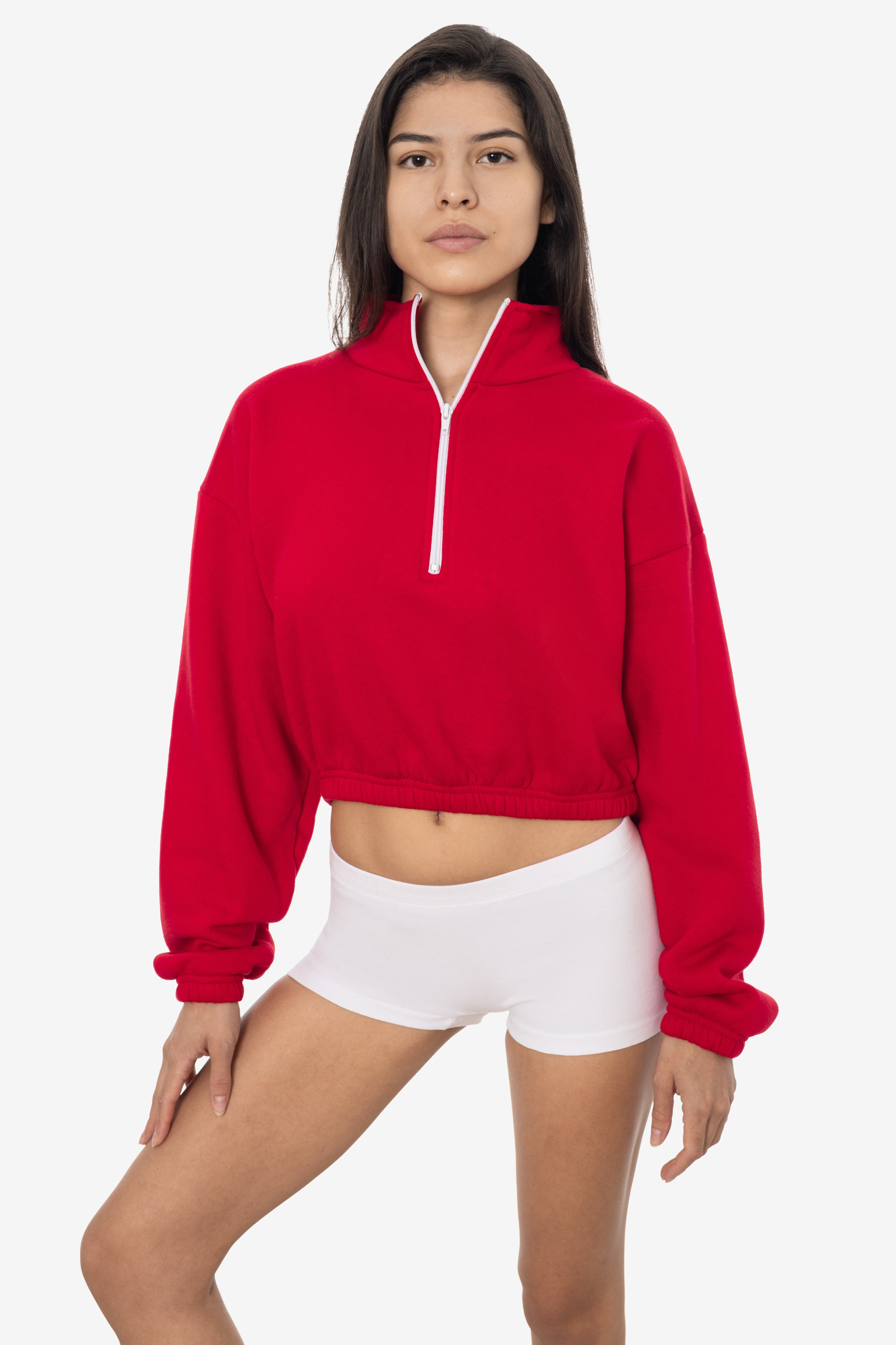 F396 - Flex Fleece Half Zip Cropped Pullover – Los Angeles Apparel