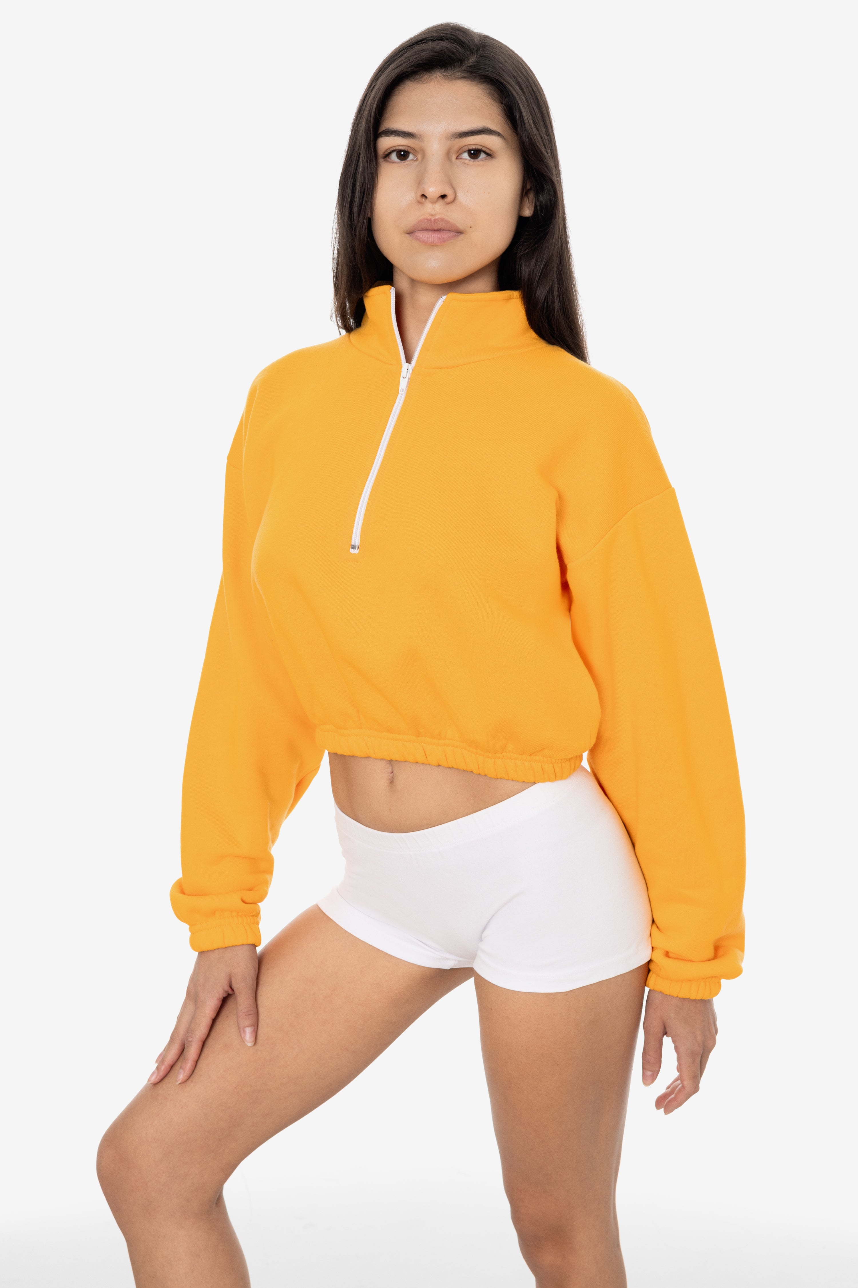 F396 - Flex Fleece Half Zip Cropped Pullover – Los Angeles Apparel