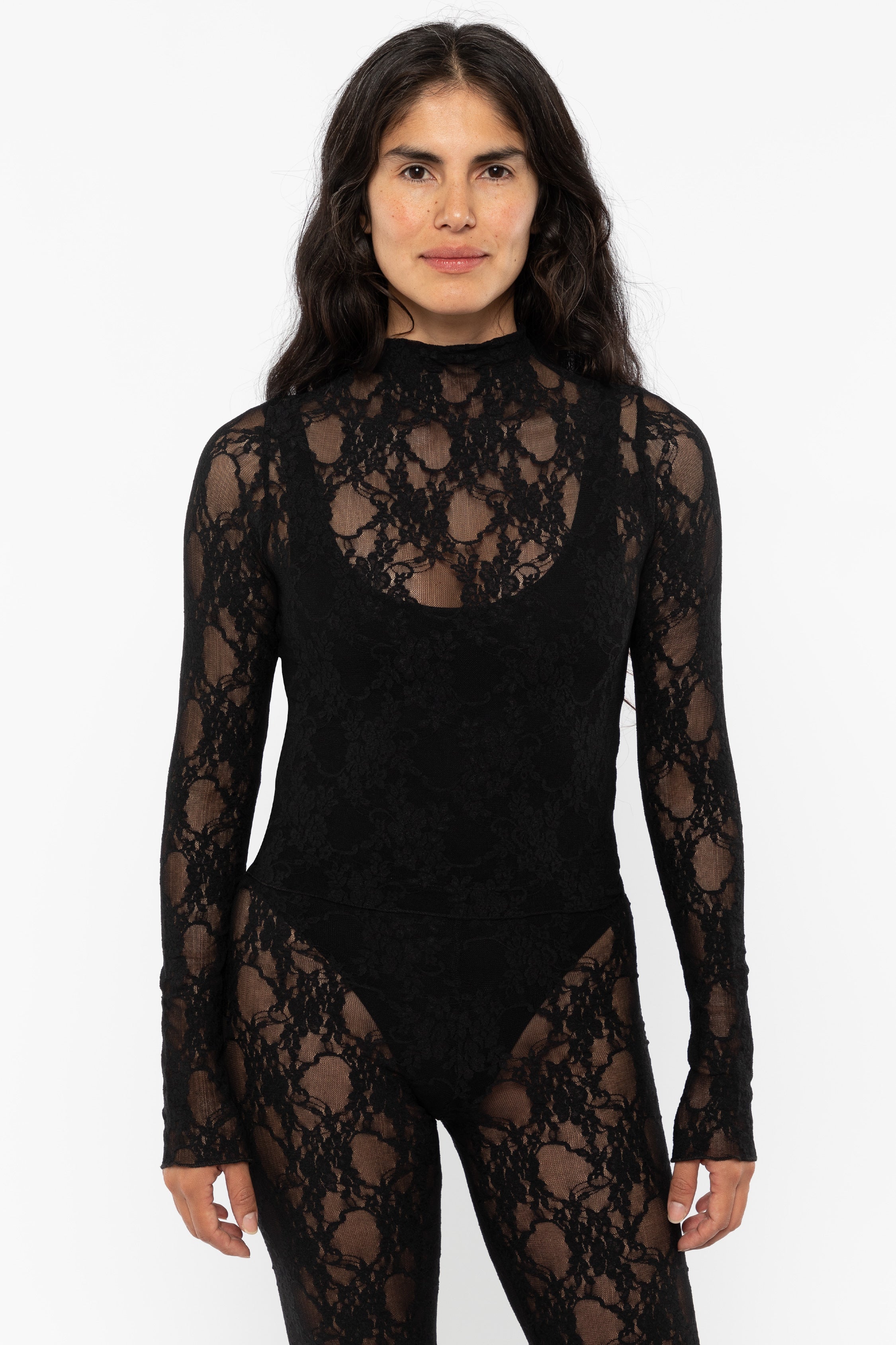FNS306 - Floral Lace Long Sleeve Top – Los Angeles Apparel