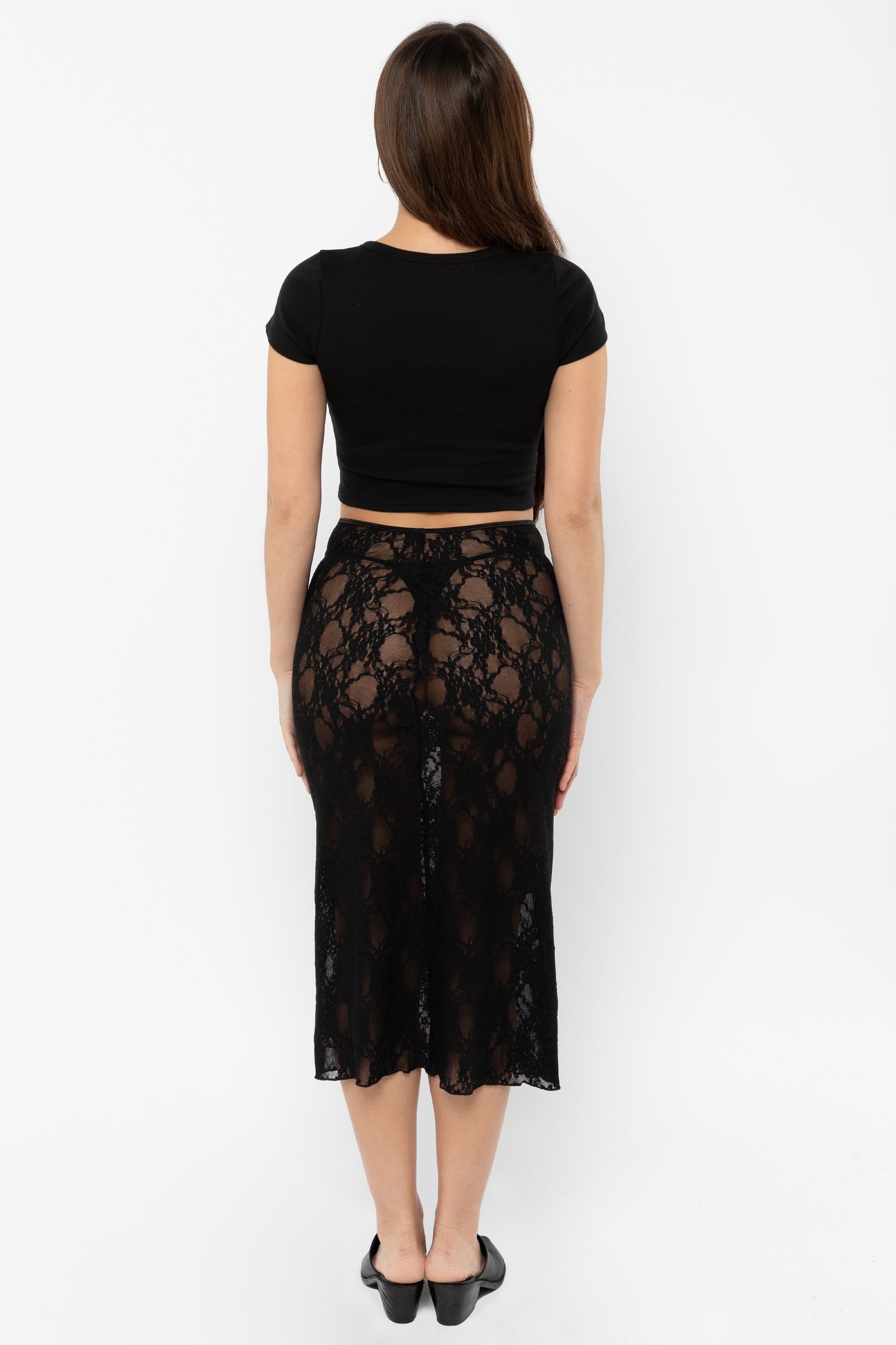 lace-effect pencil skirt