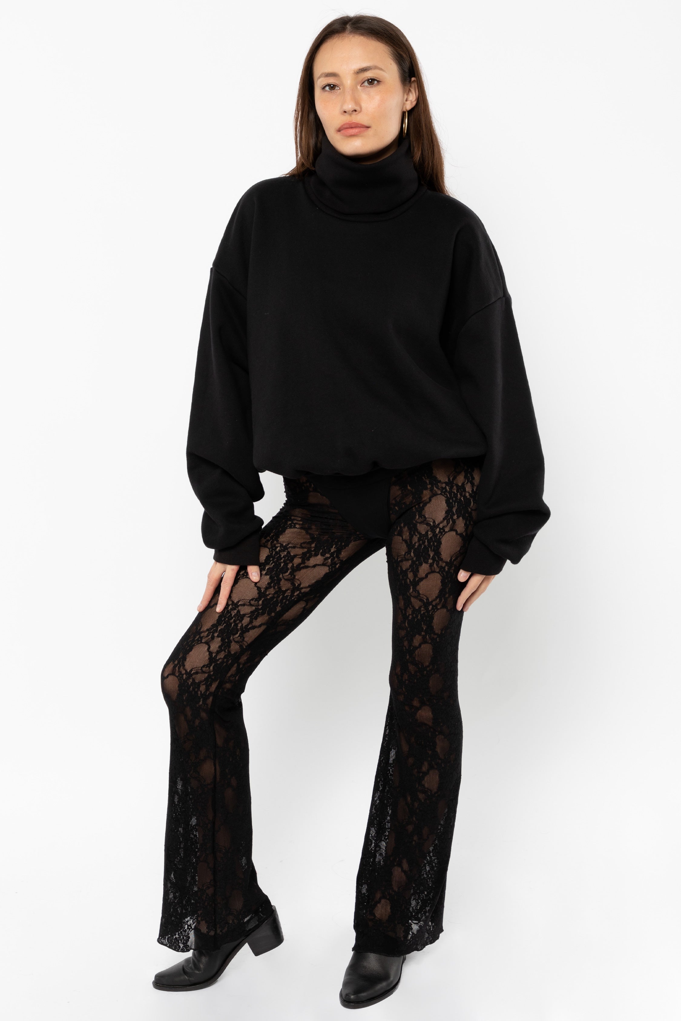 Life Style Black Floral Print Flare Pants Women Size XL NWT