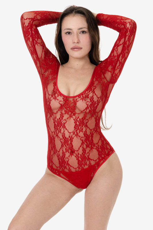 Red Floral Lace Bodysuit Women Sexy Lingerie Sleeveless Underwire