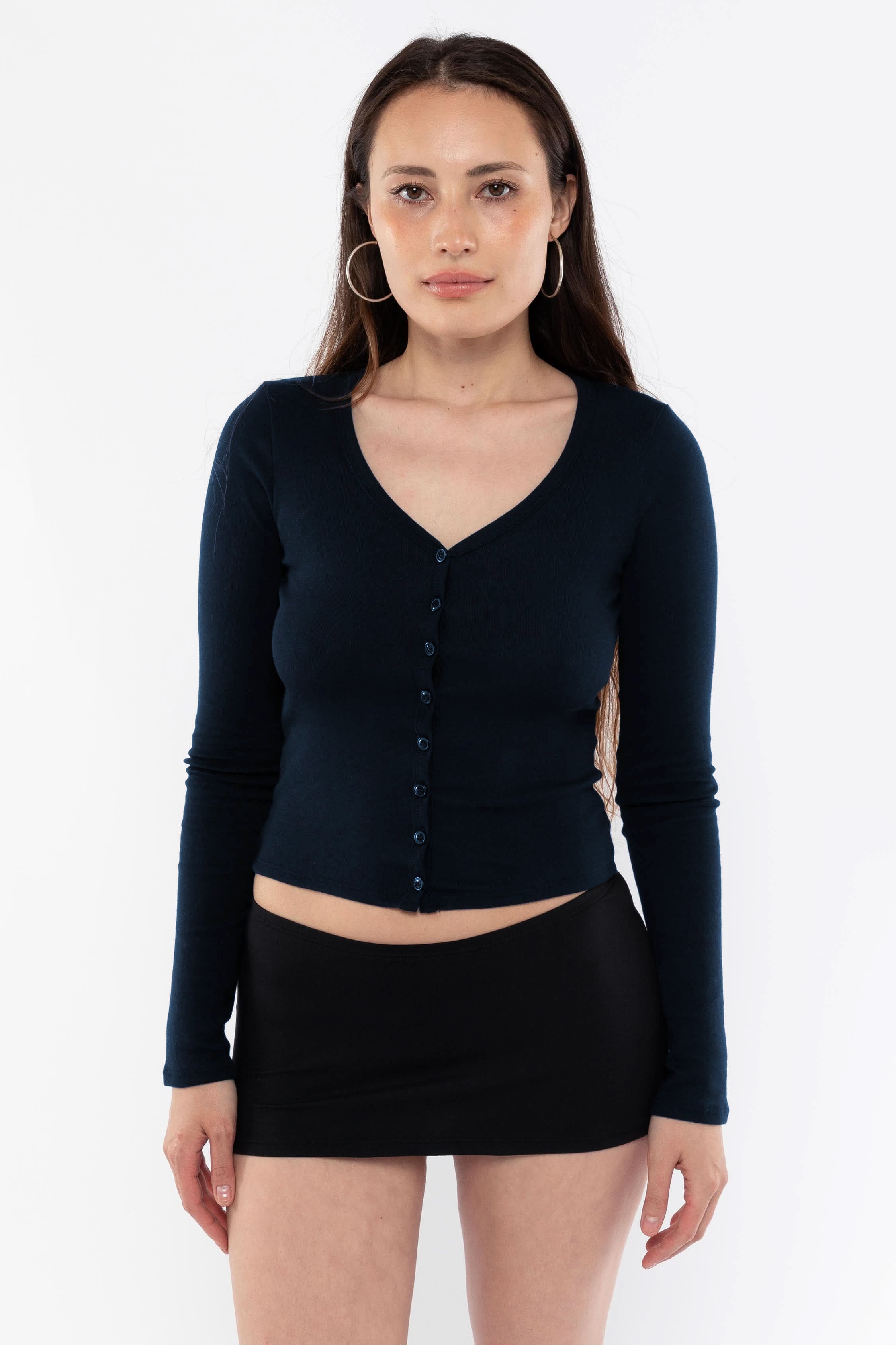 FR0114 - Flex Rib V Neck Button Up Top – Los Angeles Apparel