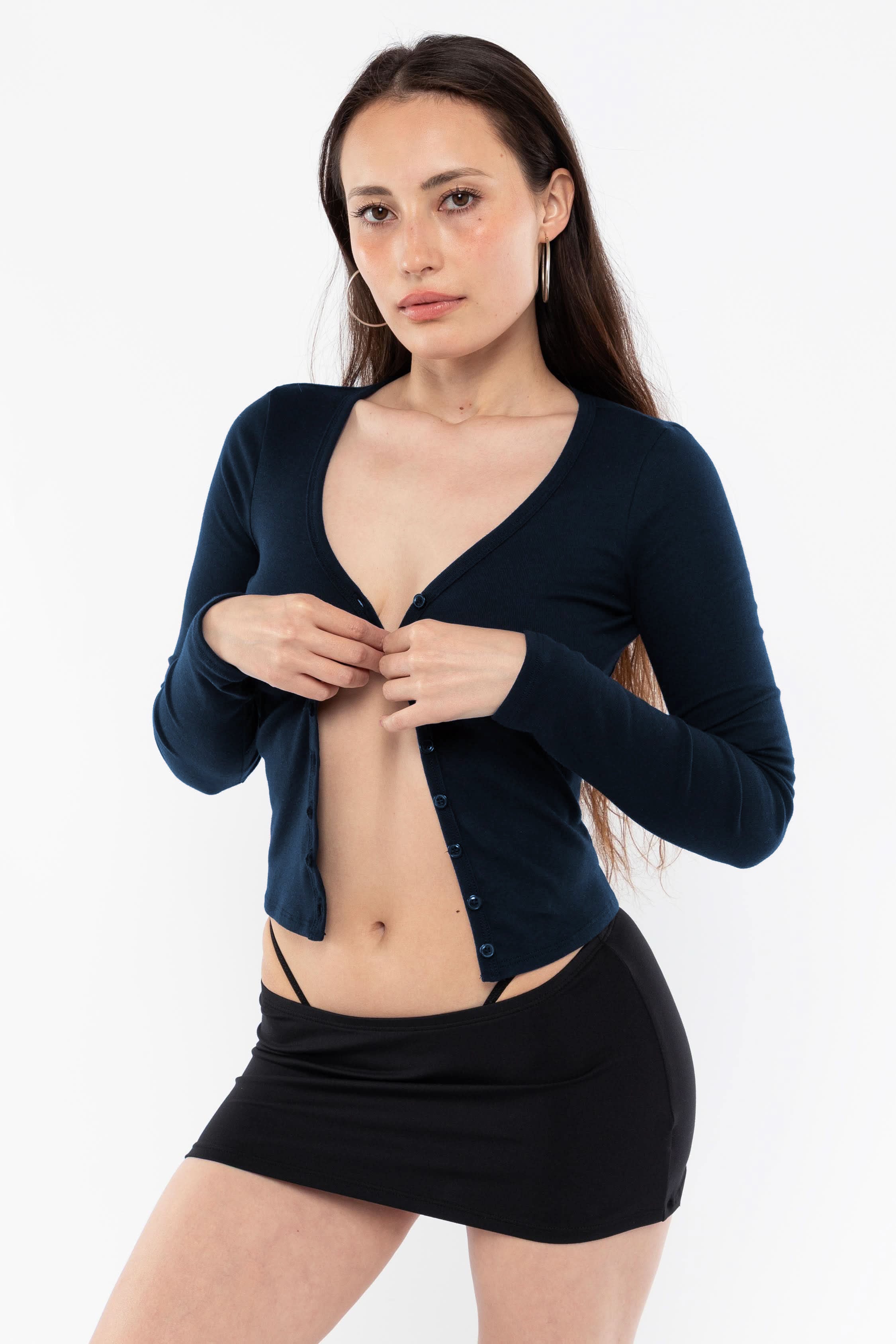 FR0114 - Flex Rib V Neck Button Up Top – Los Angeles Apparel