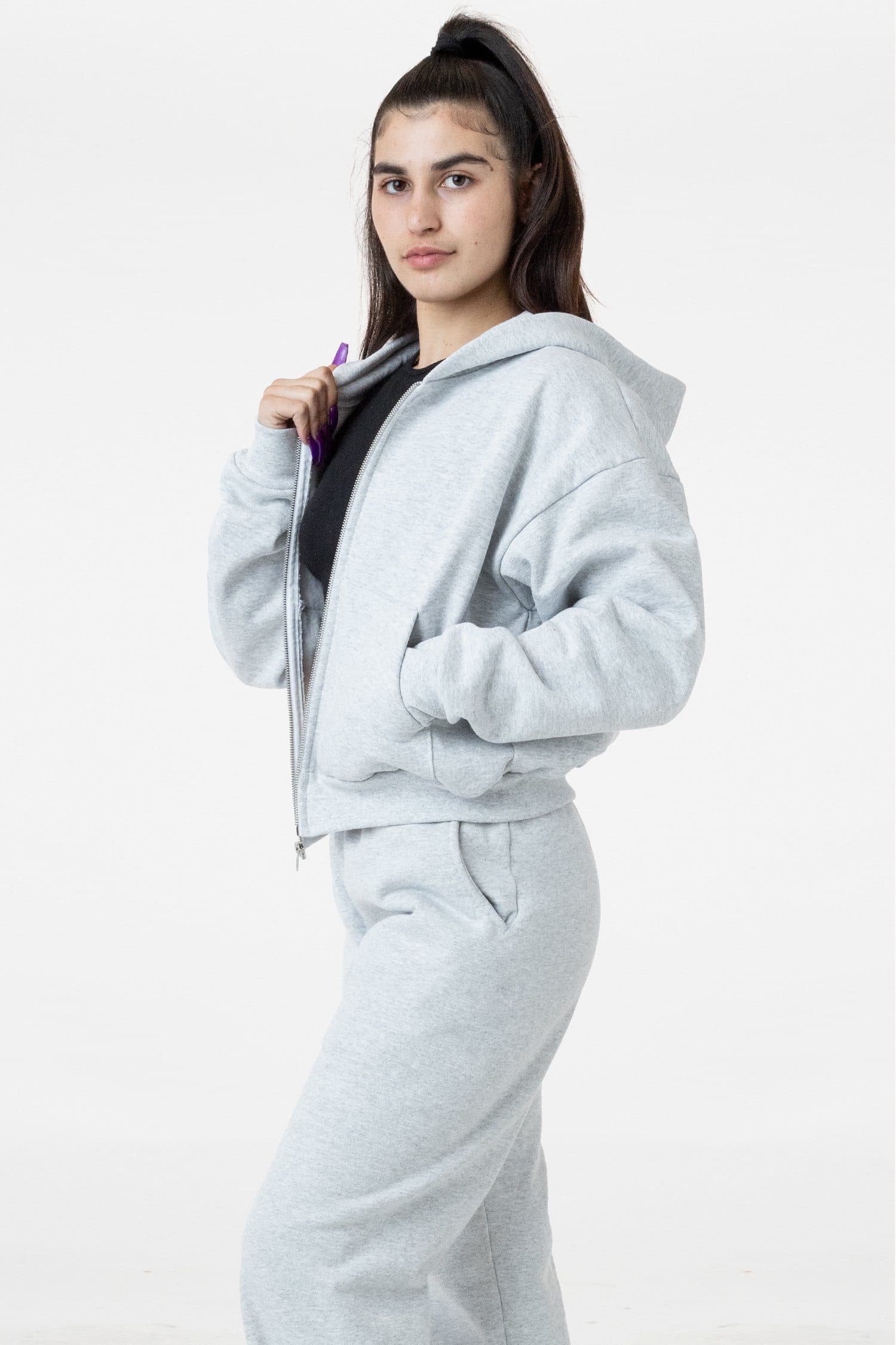 TIC TOC Women Casual Fleece Pullover Cropped Hoodie Long Sleeve Lounge Crop  Sweatshirt, ASH, S at  Women's Clothing store