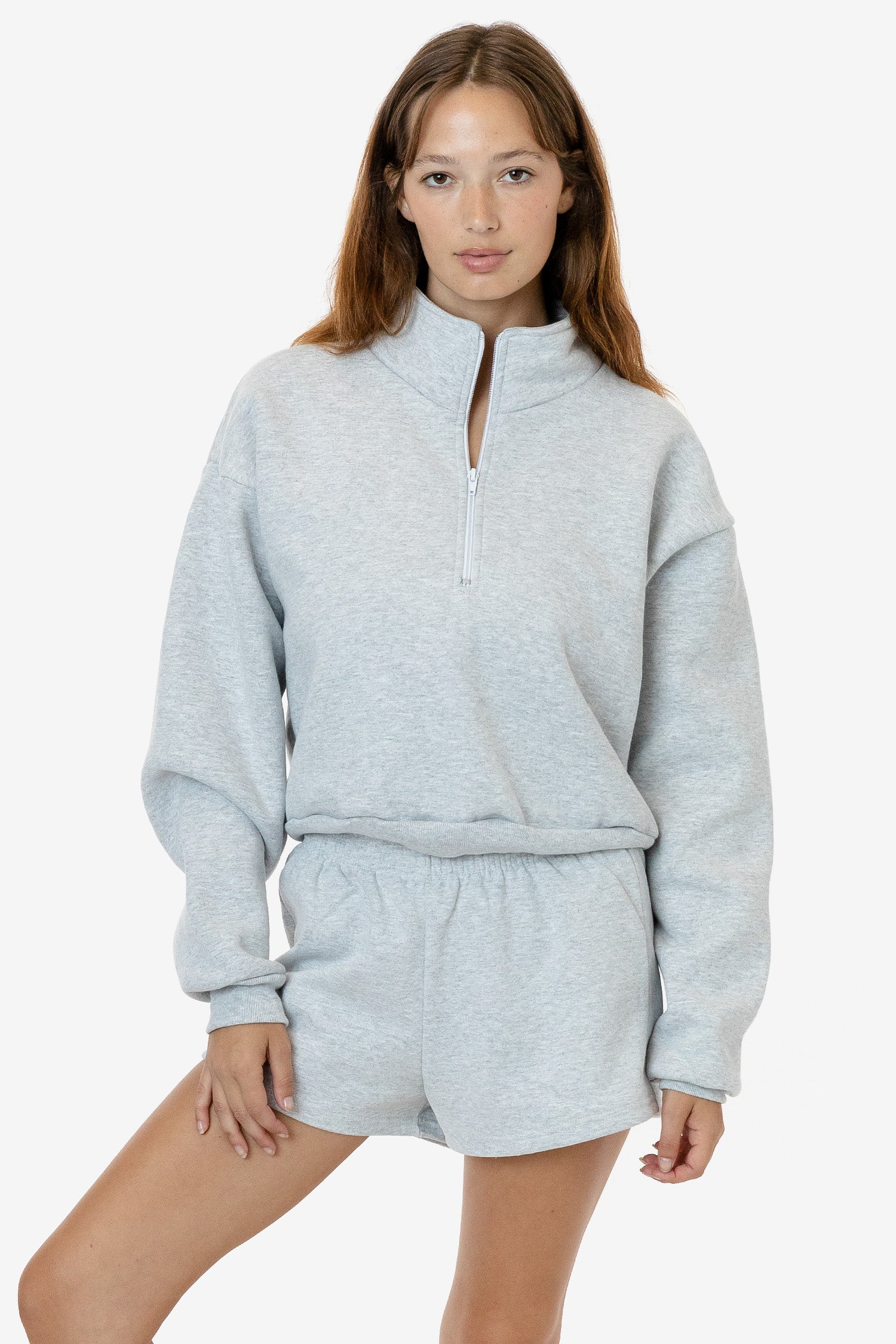 HF326 - Heavy Fleece Cropped Half Zip Pullover (Piece Dye)