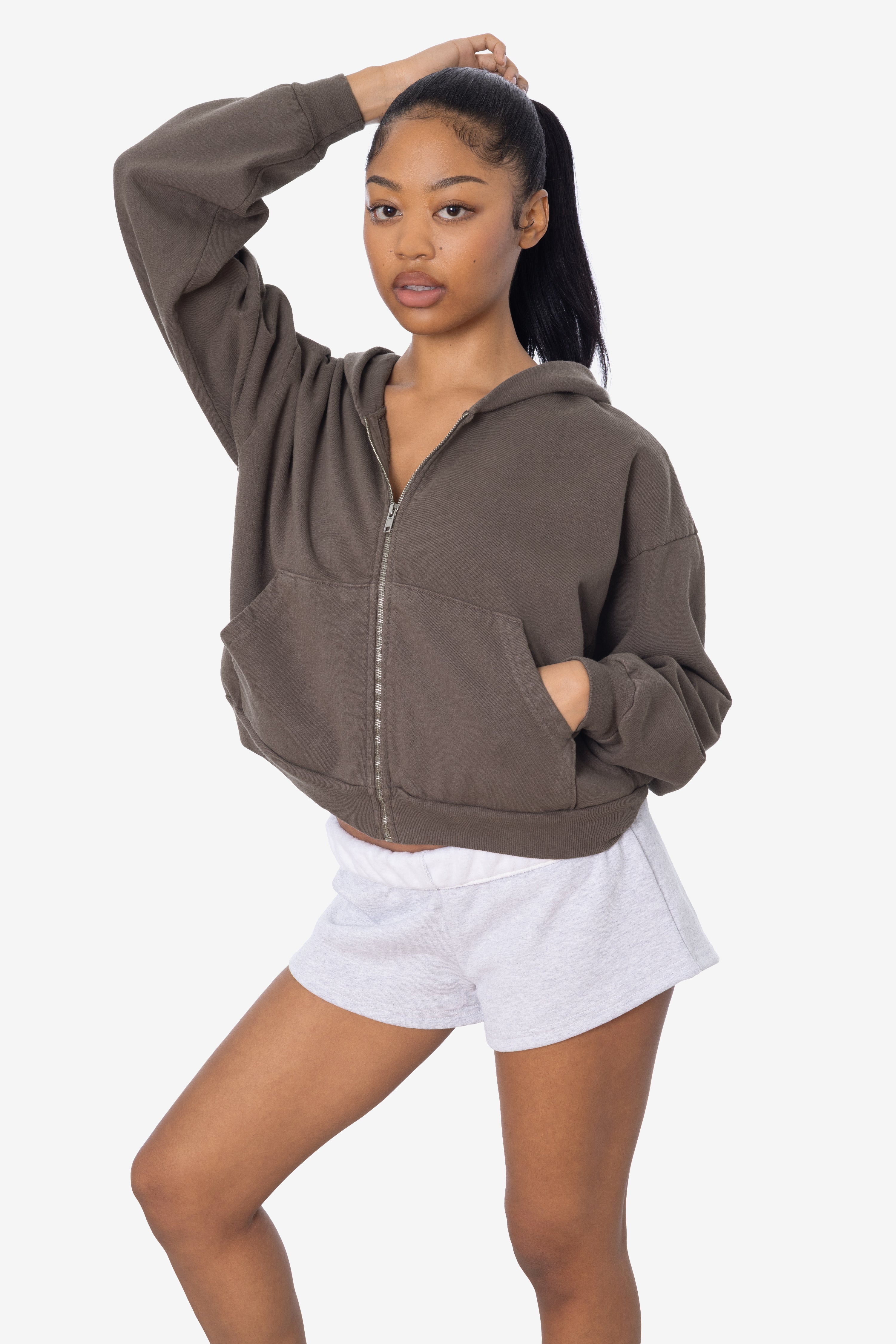HF16 - Heavy Fleece Cropped Zip-Up Hoodie (Garment Dye) – Los