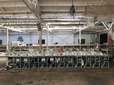 Sewing machines at the Los Angeles Apparel factory