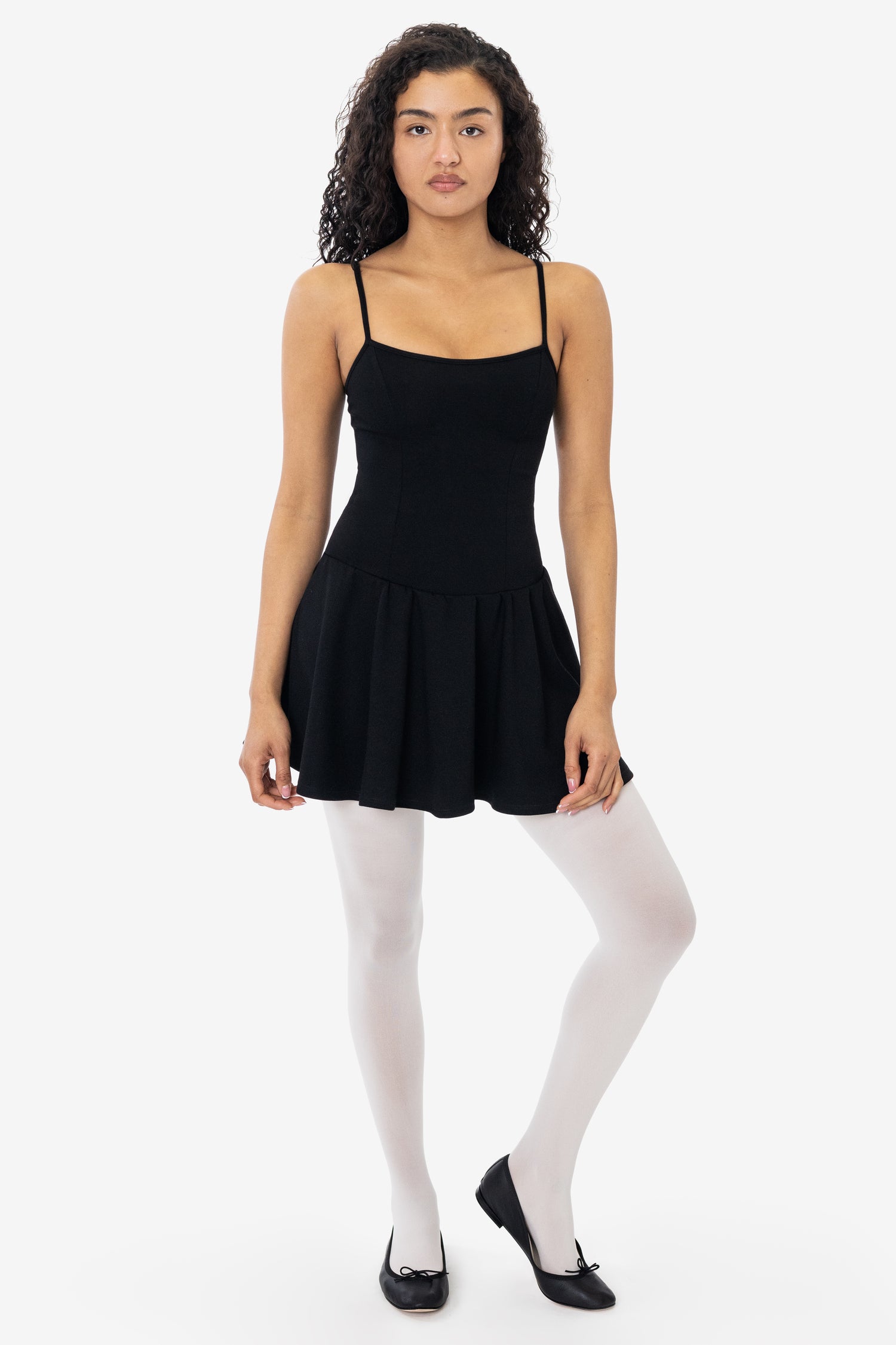PON3661 - Ponte Mini Drop Waist Spaghetti Dress, Black / L PON3661 - Ponte Mini Drop Waist Spaghetti Dress, Black / L