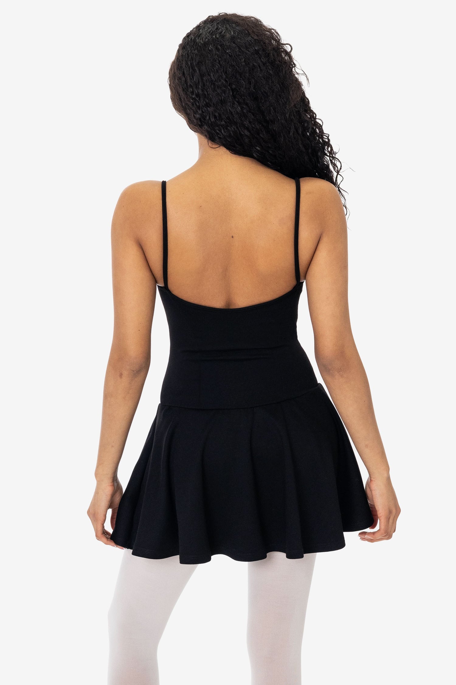 PON3661 - Ponte Mini Drop Waist Spaghetti Dress, Ivory/Black / S PON3661 - Ponte Mini Drop Waist Spaghetti Dress, Ivory/Black / S