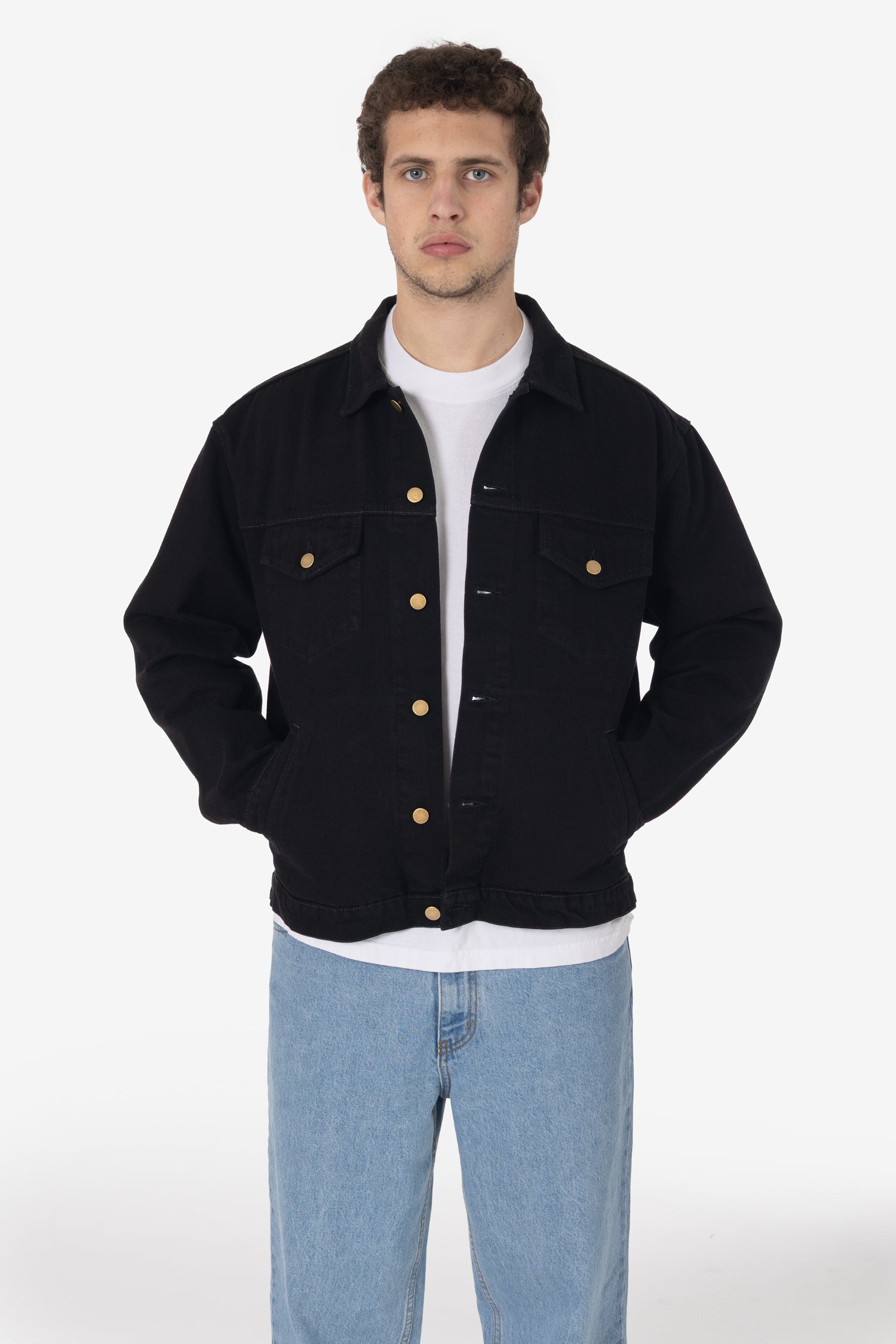Los Angeles Apparel | Denim Jacket for Men in Black, Size Medium Los Angeles Apparel | Denim Jacket for Men in Black, Size Medium