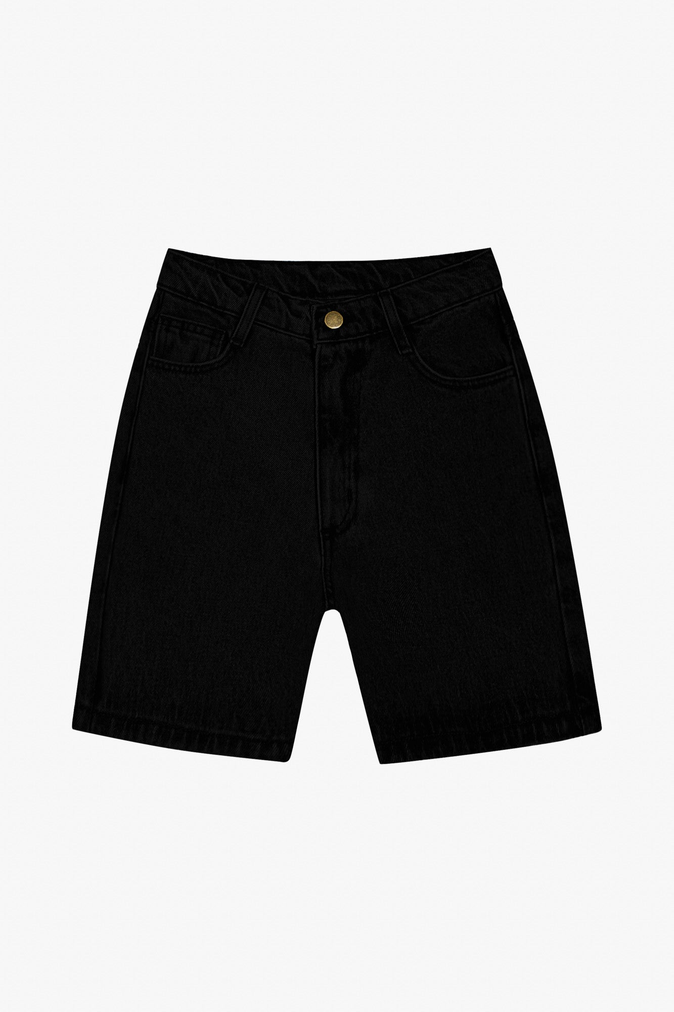 Long black store denim shorts