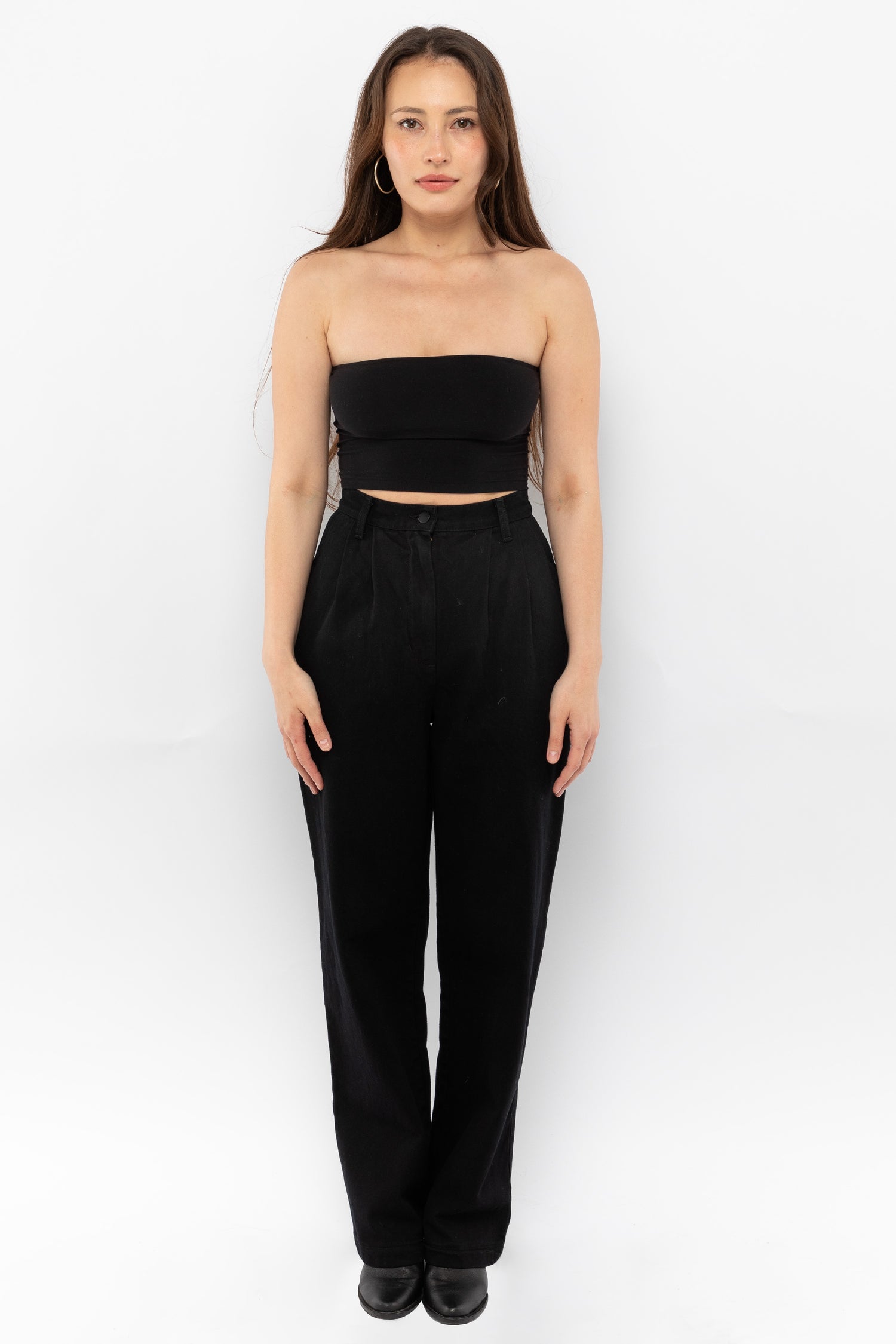 Rdnw350 - Pleated Denim Straight Leg Pant, Black / XS Rdnw350 - Pleated Denim Straight Leg Pant, Black / XS