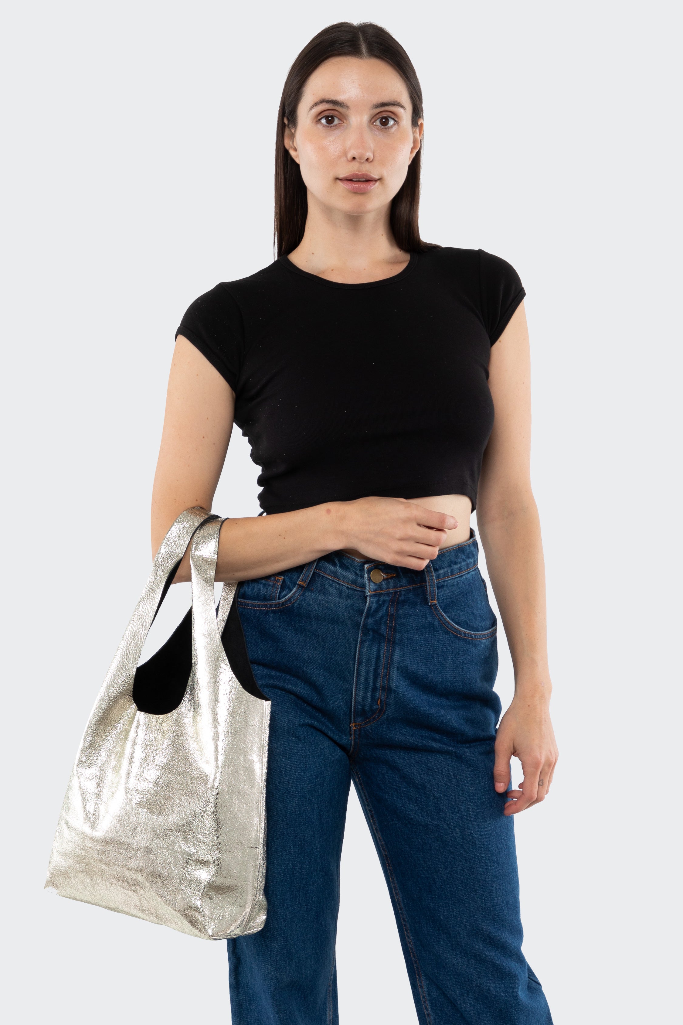 RLH3406 - Monochromatic Leather Shopping Bag – Los Angeles Apparel