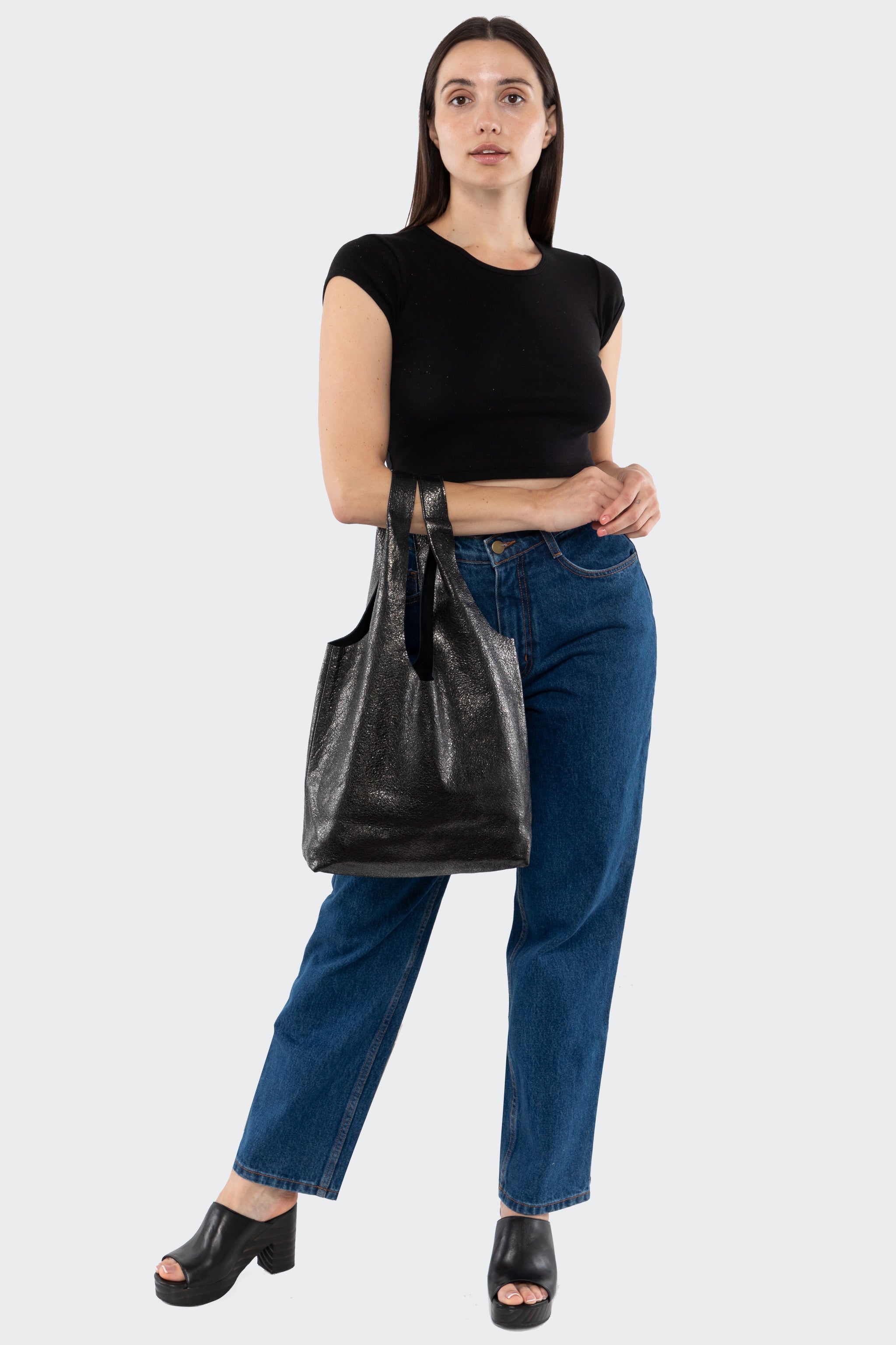 RLH3405 - Embellished Leather Shopping Bag – Los Angeles Apparel
