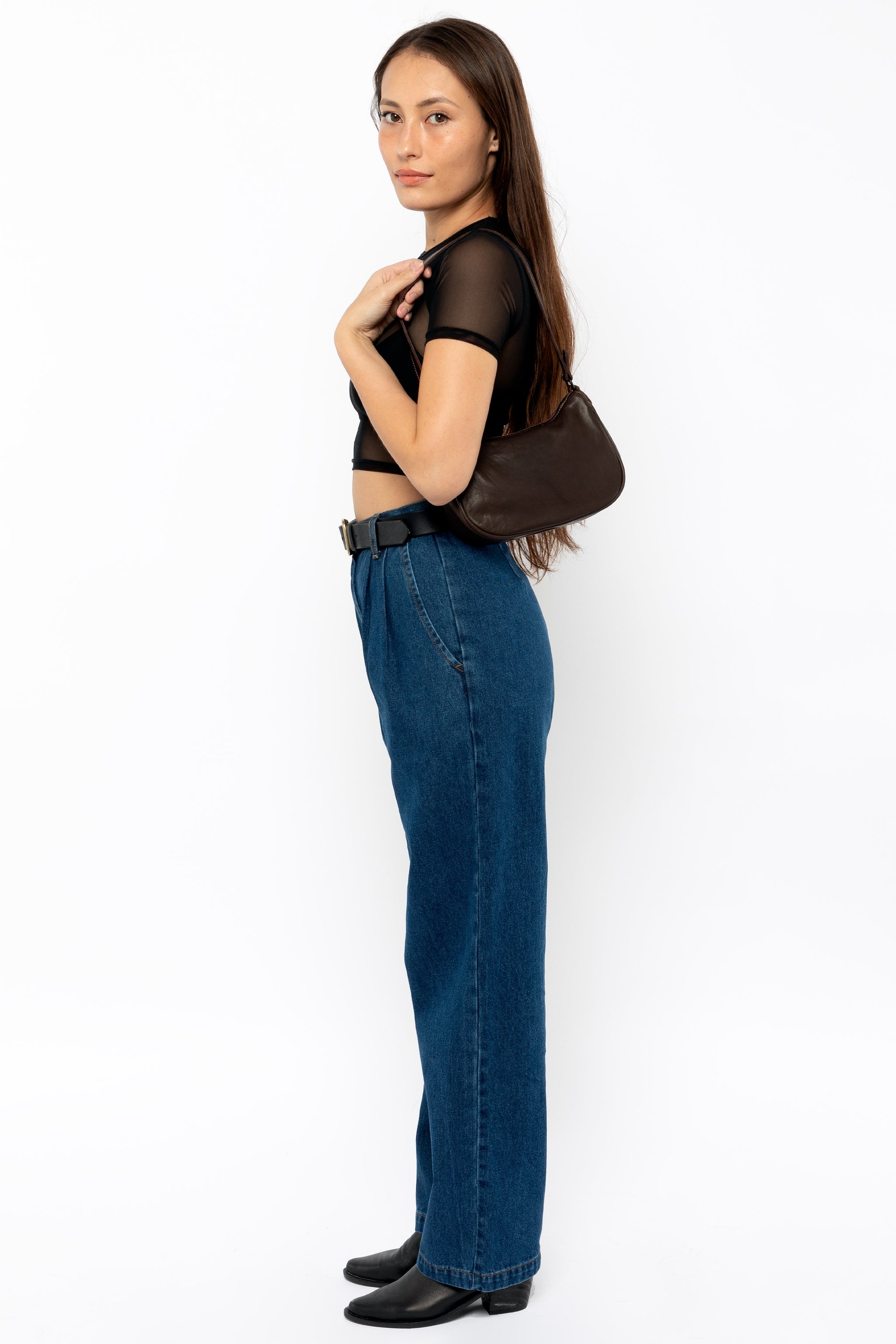 RLH3487 Leather Crescent Shoulder Bag Los Angeles Apparel