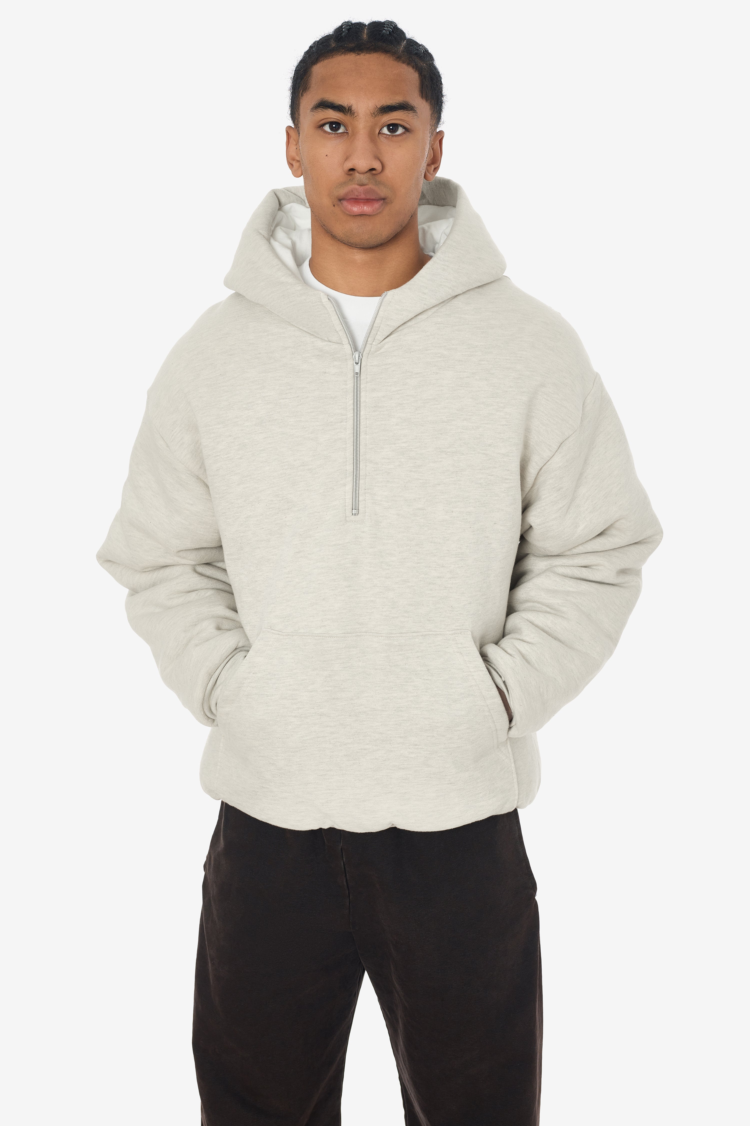 【543】アナイ　FLUFFY天竺フードパーカー　38 クリーム SF4249 - Scour Fleece Puffy Hoodie – Los Angeles Apparel