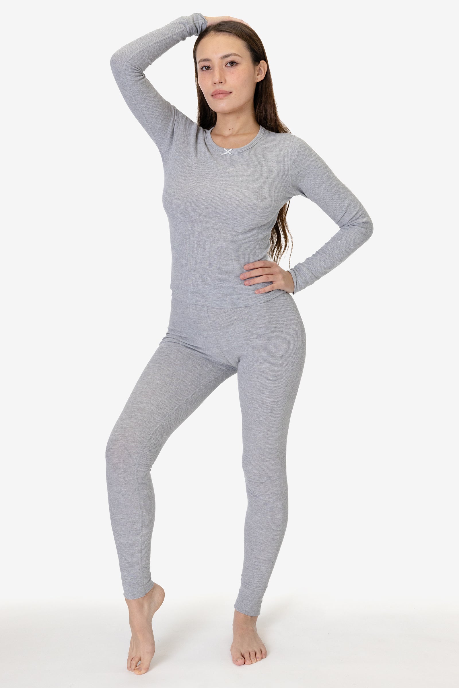 Babyhug Full Sleeves Thermal Vest & Legging Set Solid Colour - Light Grey