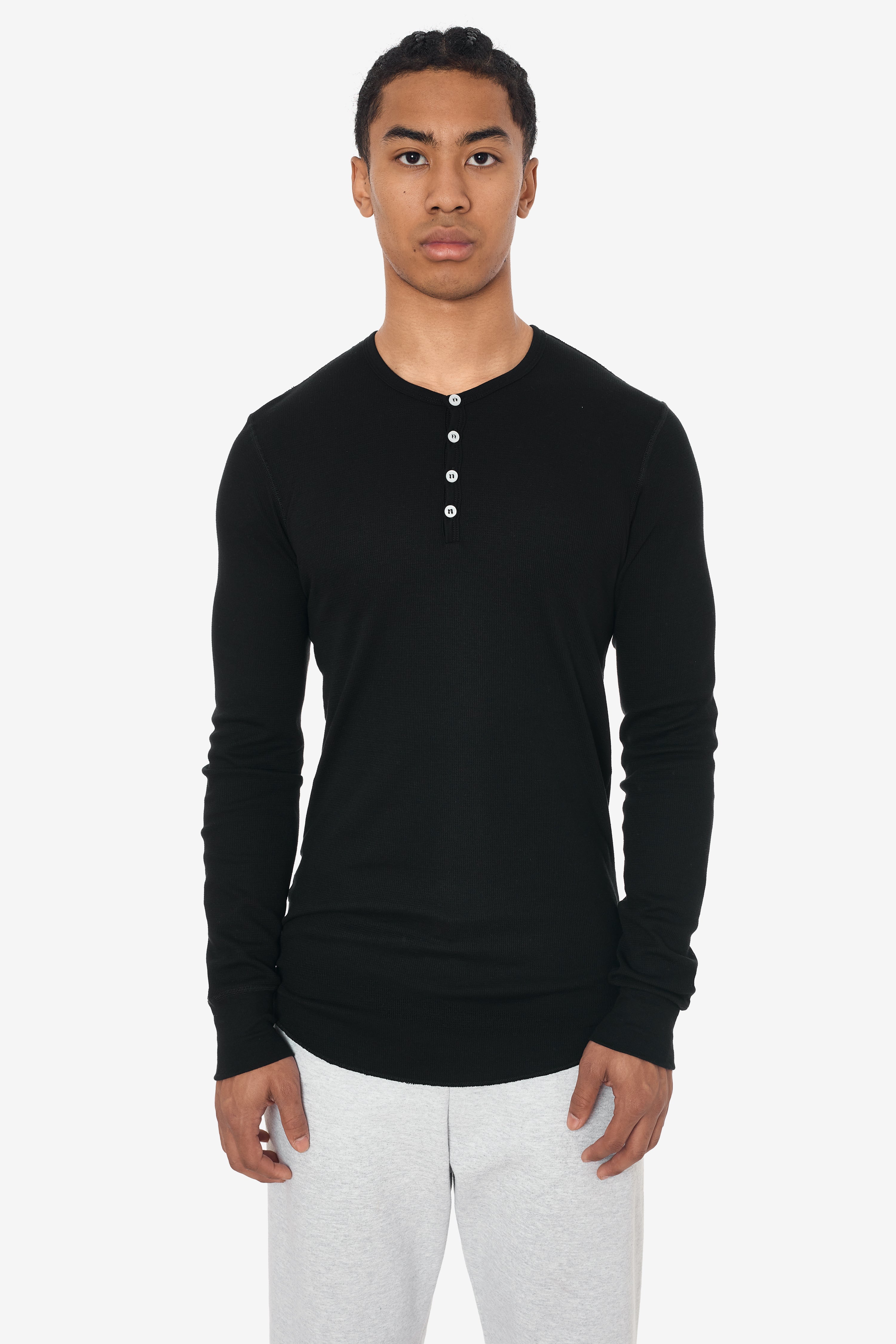 カットソー(長袖/七分) AMERICANA THERMAL BACK HENLEY NECK T457 - Poly-Cotton Thermal Long Sleeve Henley – Los Angeles Apparel