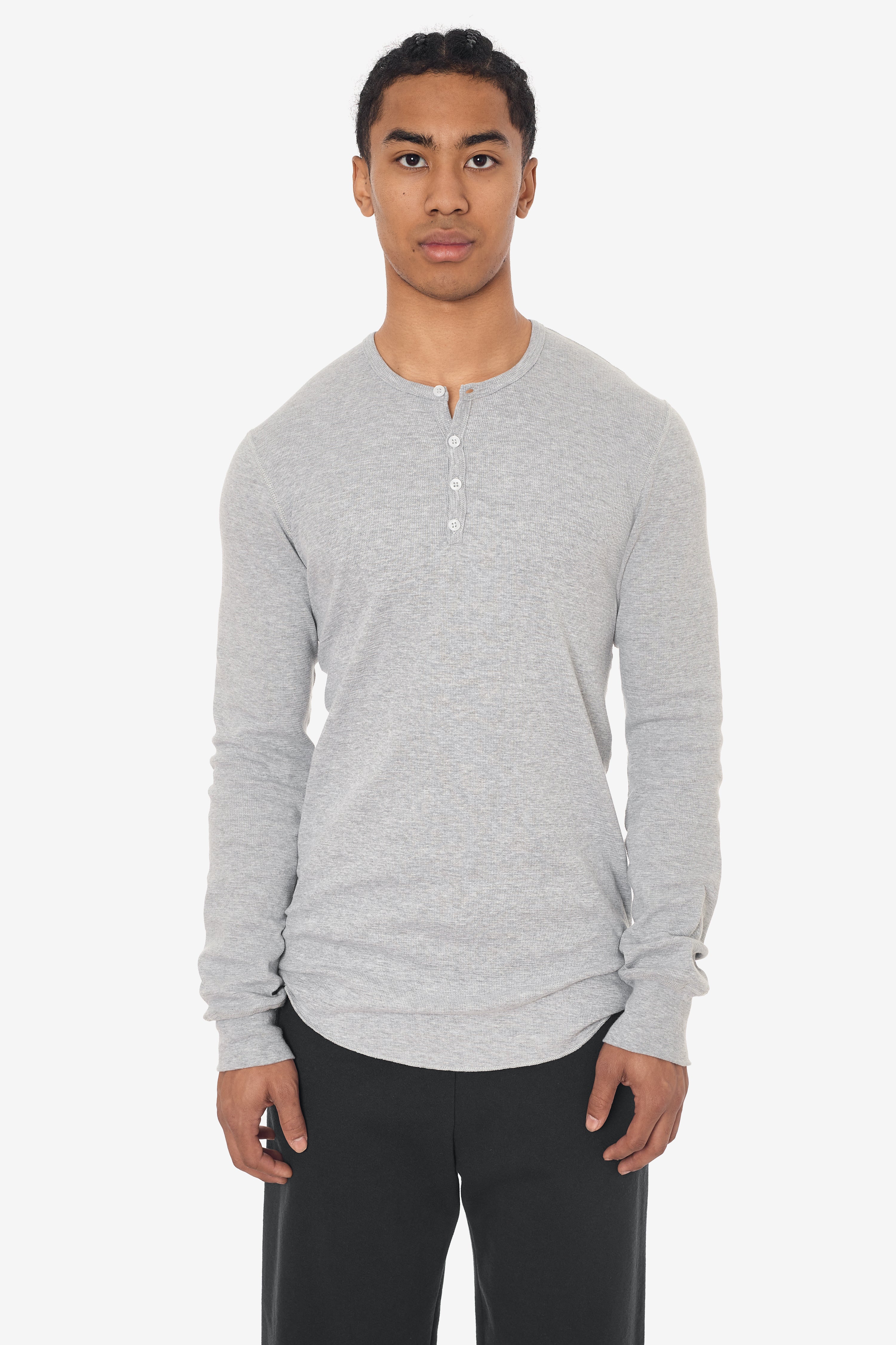 T457 - Poly-Cotton Thermal Long Sleeve Henley – Los Angeles Apparel