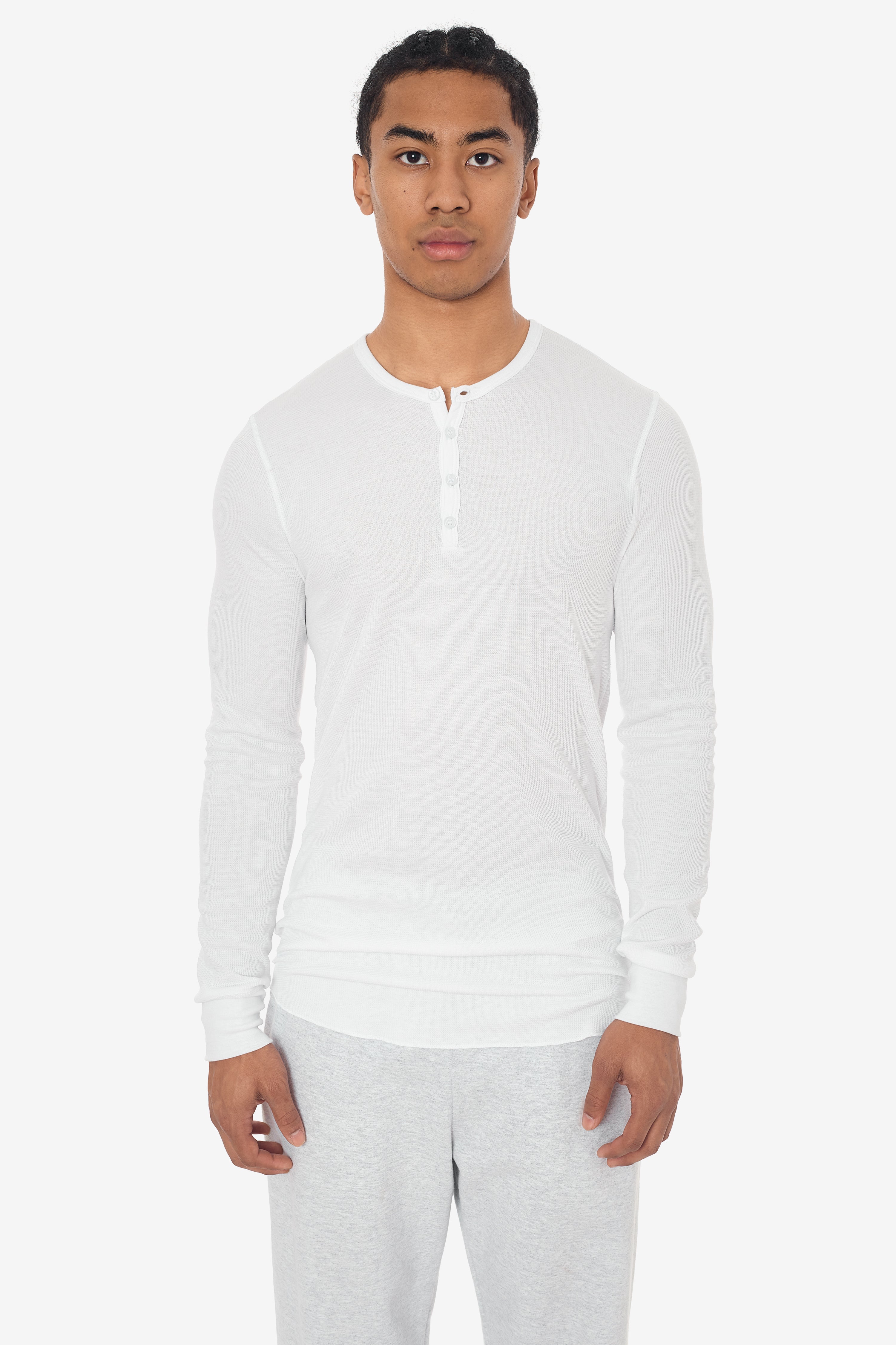 T457 - Poly-Cotton Thermal Long Sleeve Henley – Los Angeles Apparel