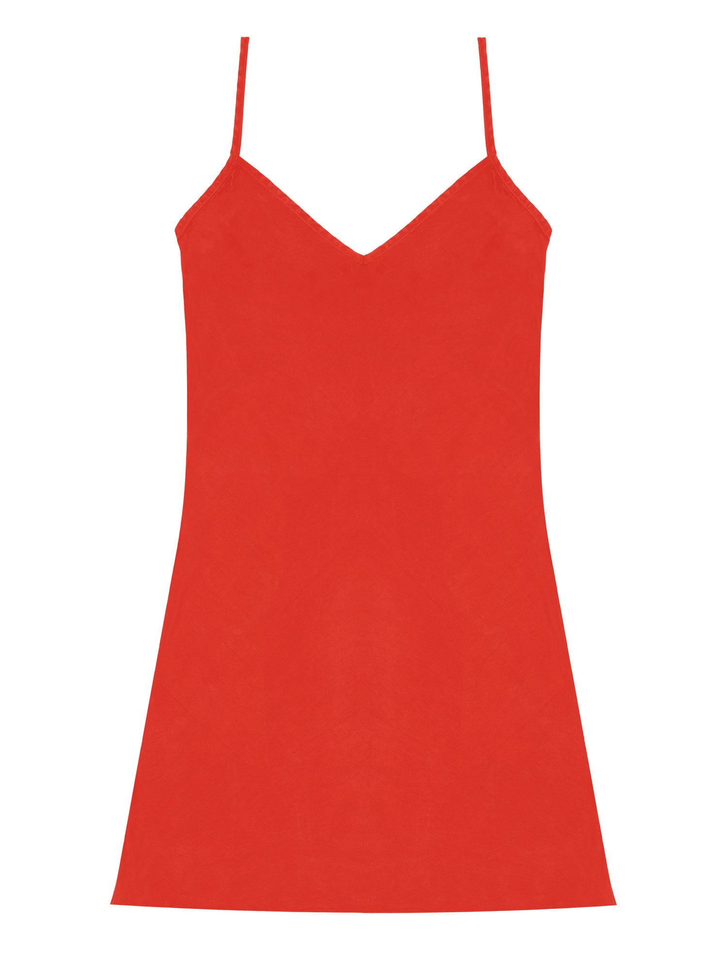 Tn100gd - Tencel Mini Slip Dress, Flamma Red / S Tn100gd - Tencel Mini Slip Dress, Flamma Red / S