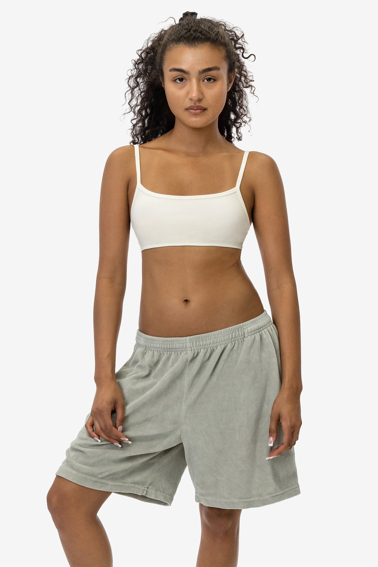 Garment Dye Velour Mid-Length Wide Short