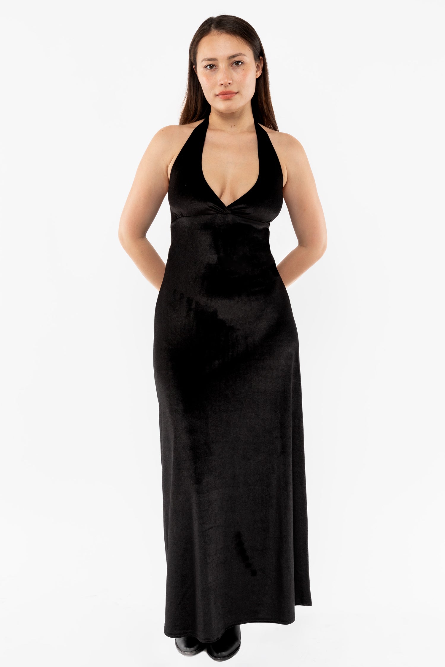 VVT8374 - Velvet Halter Maxi Dress, Black / L VVT8374 - Velvet Halter Maxi Dress, Black / L