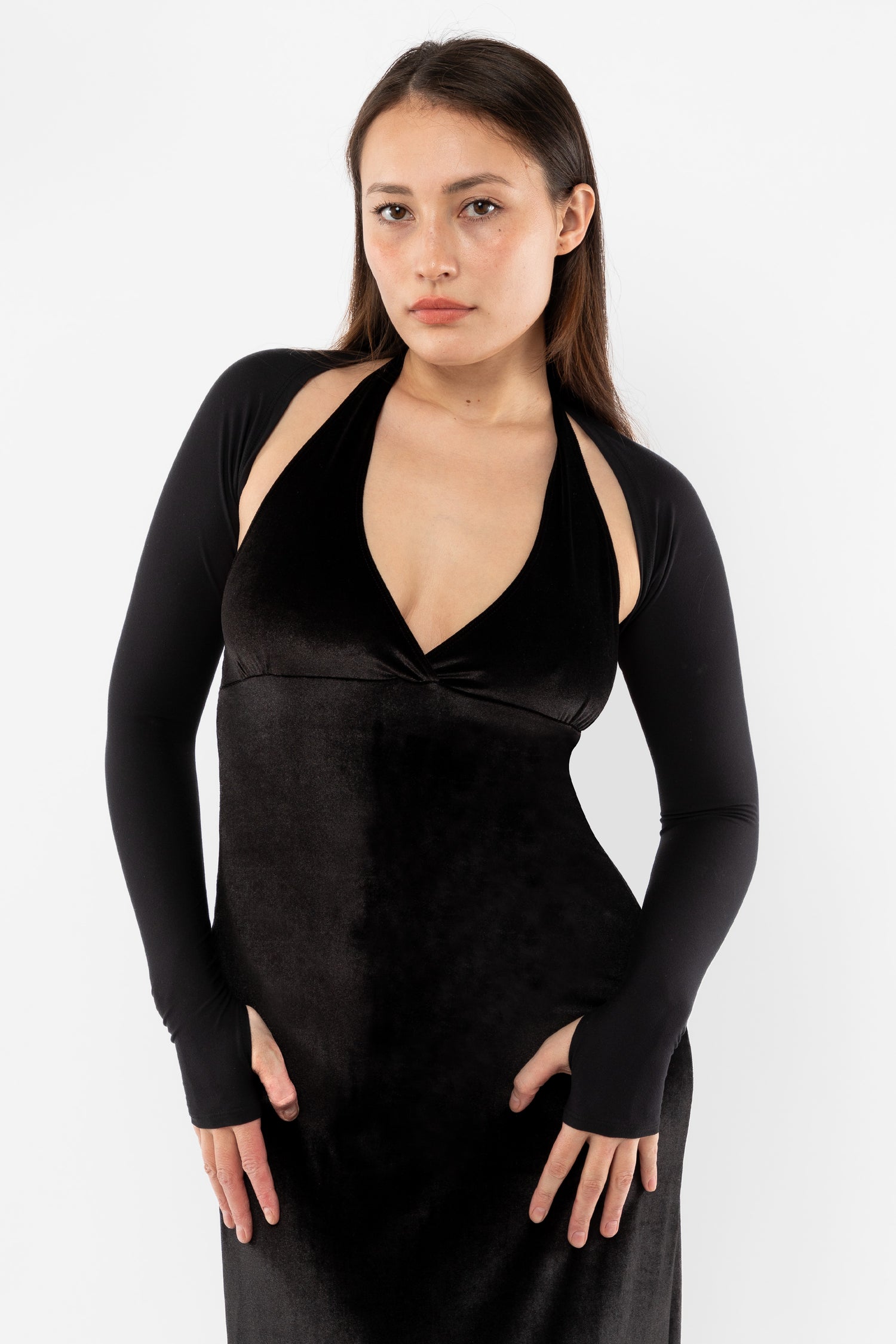 VVT8374 - Velvet Halter Maxi Dress, Black / L VVT8374 - Velvet Halter Maxi Dress, Black / L