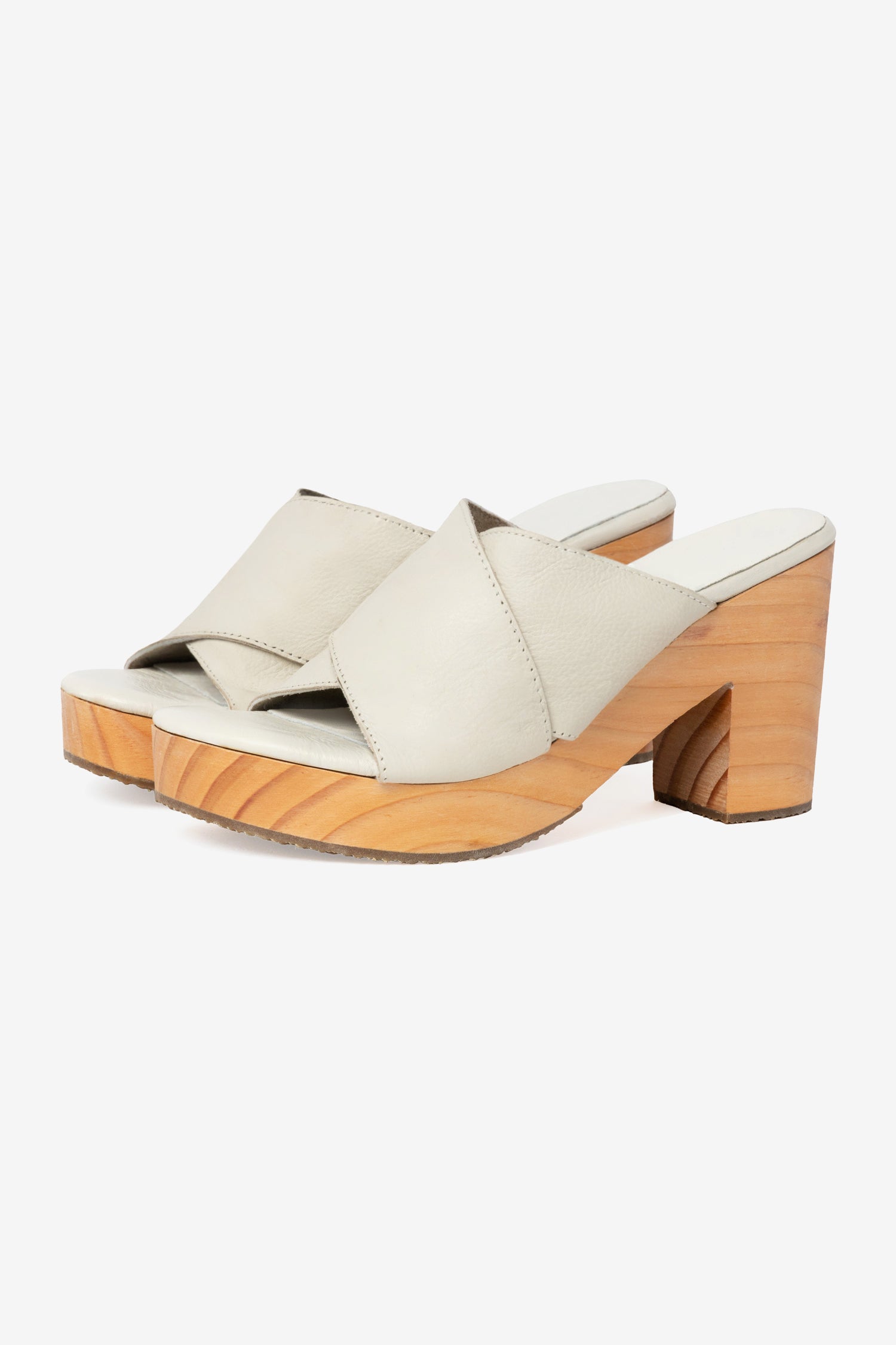 WOODSNDL03 - Crossover Mule Wooden Heel Sandal – Los Angeles Apparel