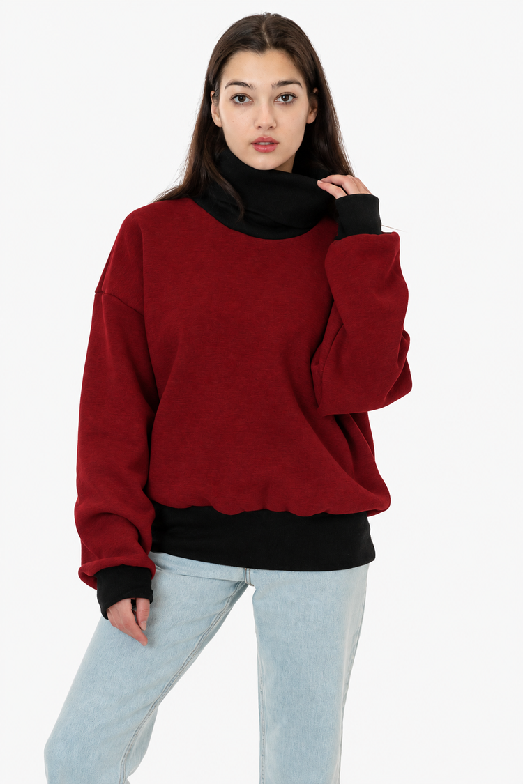 HF-313 - Heavy Fleece Oversized Turtleneck Sweater with Contrast Rib