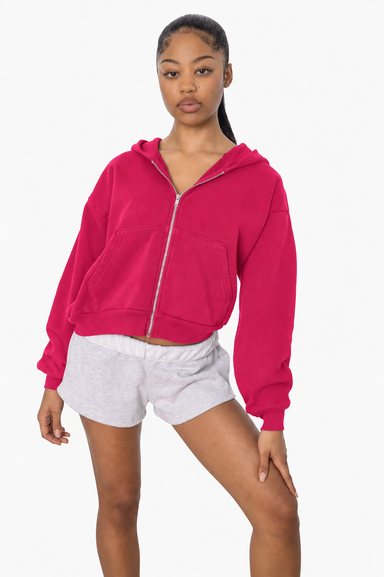 HF16 - Heavy Fleece Cropped Zip-Up Hoodie (Garment Dye)