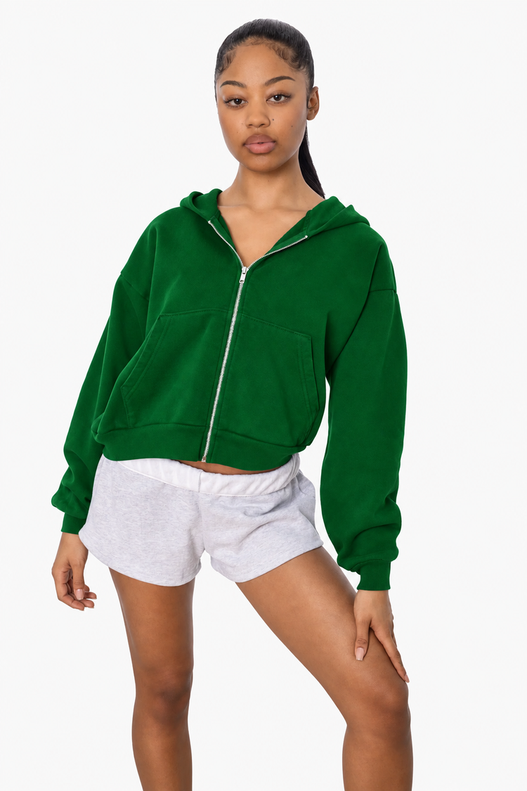 HF16 - Heavy Fleece Cropped Zip-Up Hoodie (Garment Dye)