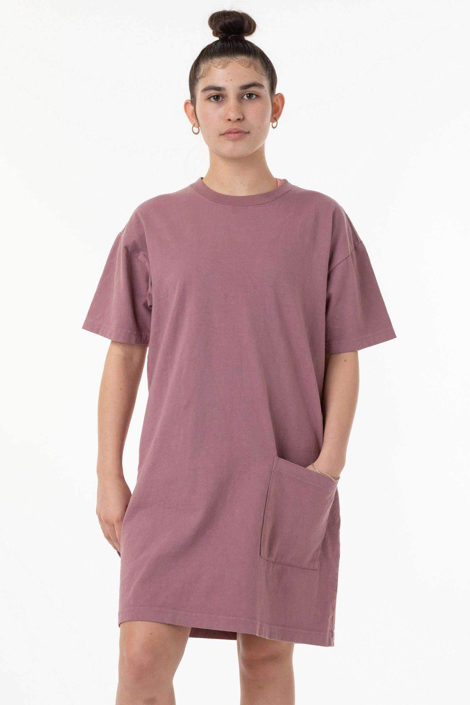 1431GD - Garment Dye Oversized T-shirt Dress, Mauve / M/L 1431GD - Garment Dye Oversized T-shirt Dress, Mauve / M/L