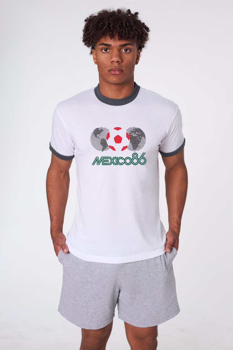 Mexico 86' Ringer Tee White/Grey