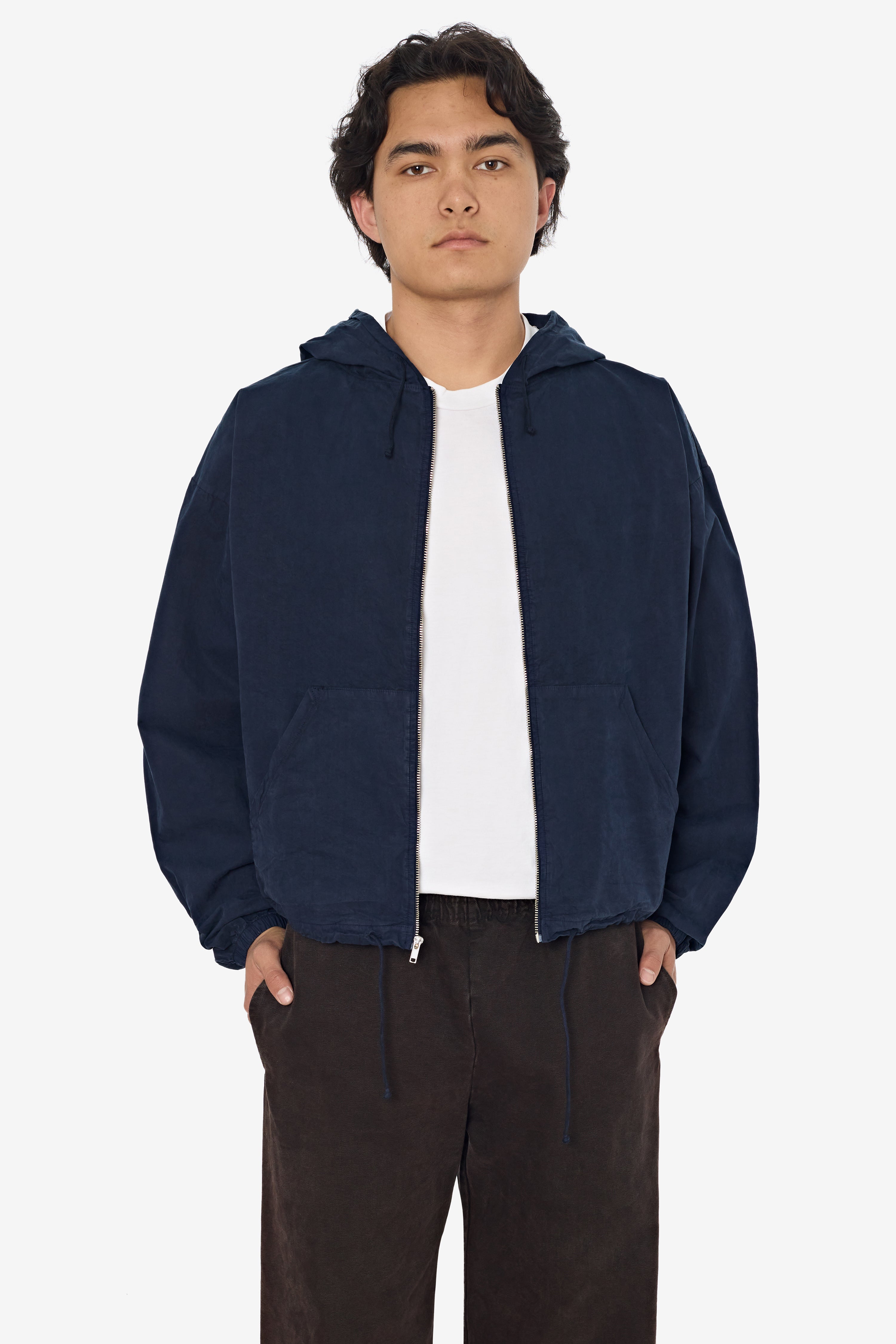 キャピタルネイビー ジップアップジャンパーブルゾン RJC410GD - Cotton Poplin Zip-Up Hooded Jacket – Los Angeles Apparel