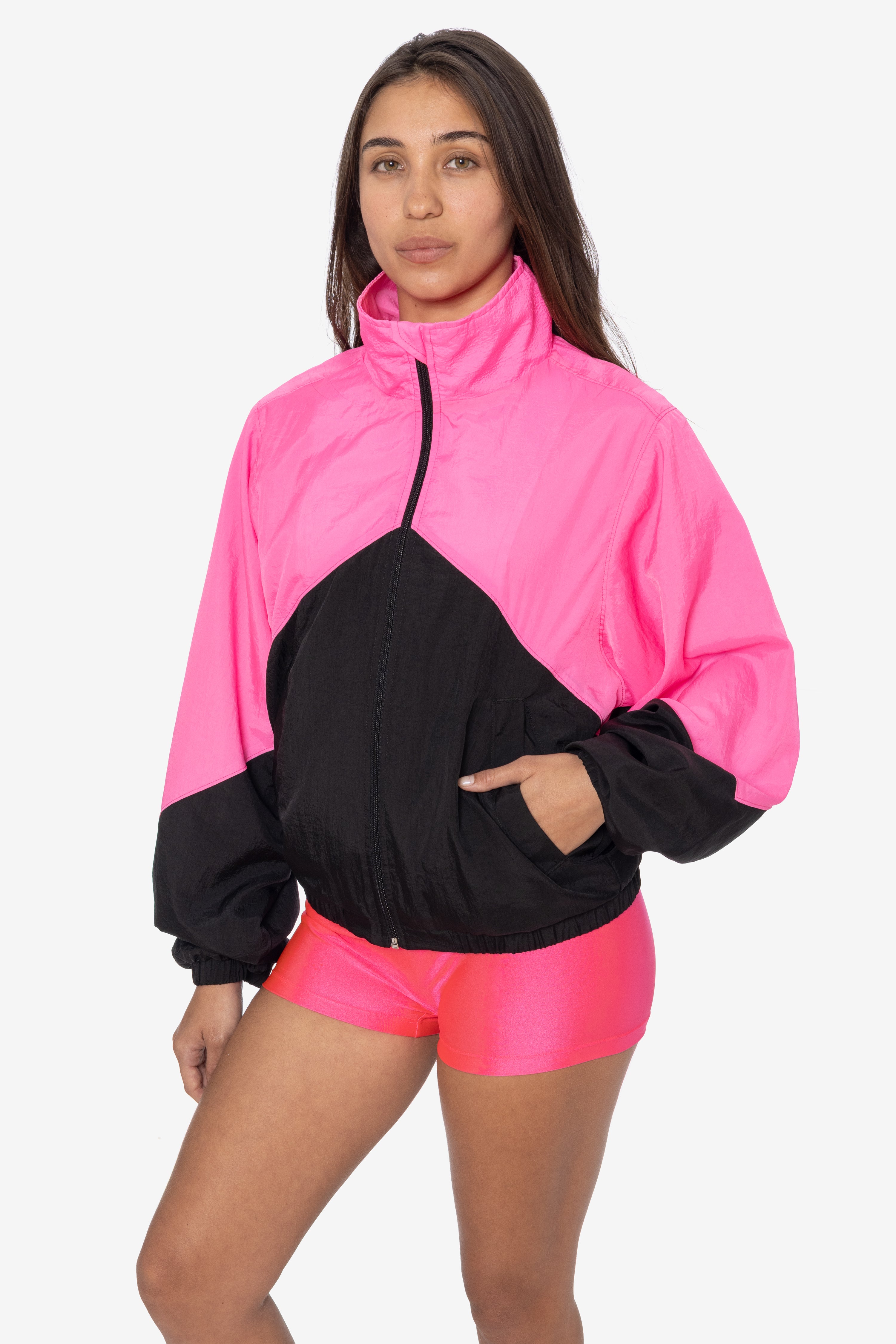 RNF555C - Nylon Crinkle Zip-Up Colorblock Windbreaker – Los