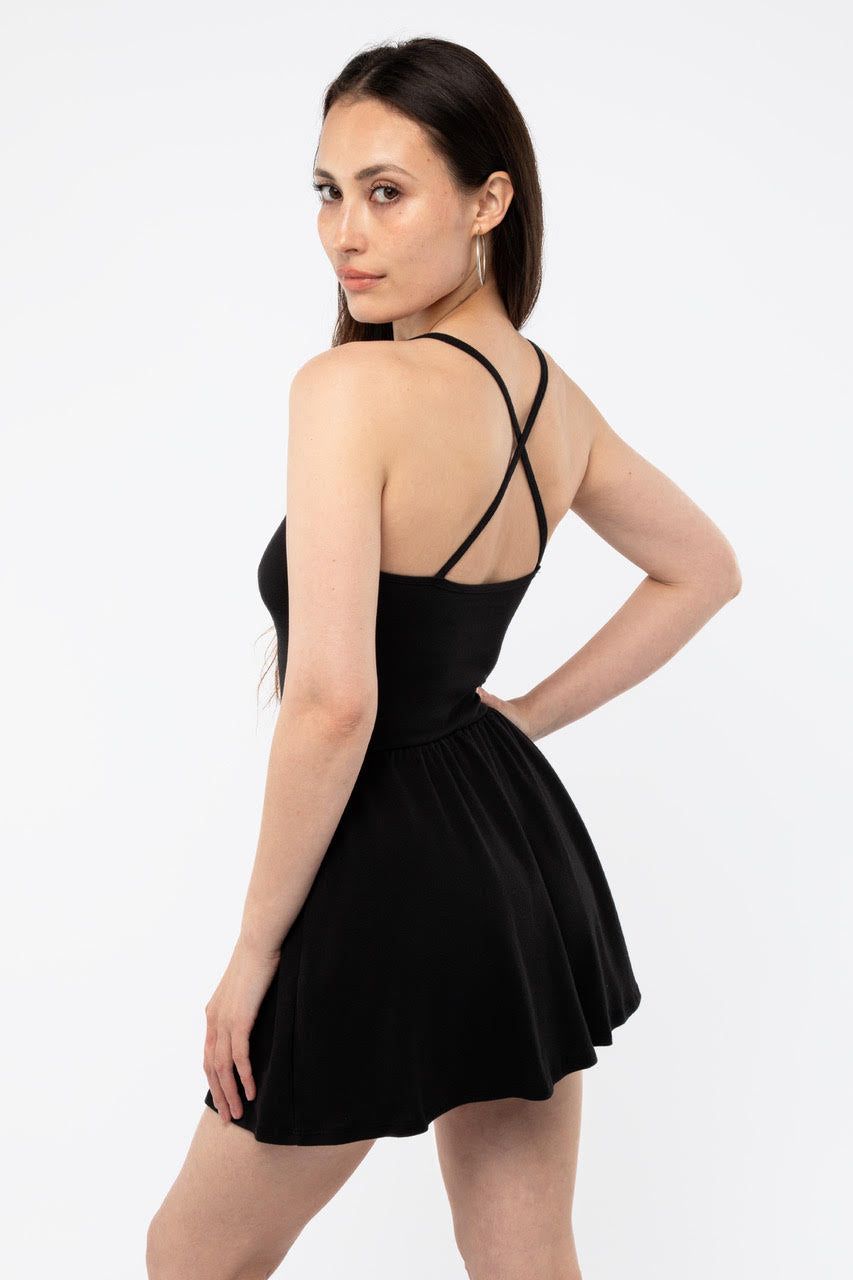 cross back mini dress Isola Plunged Cross Back Mini Dress