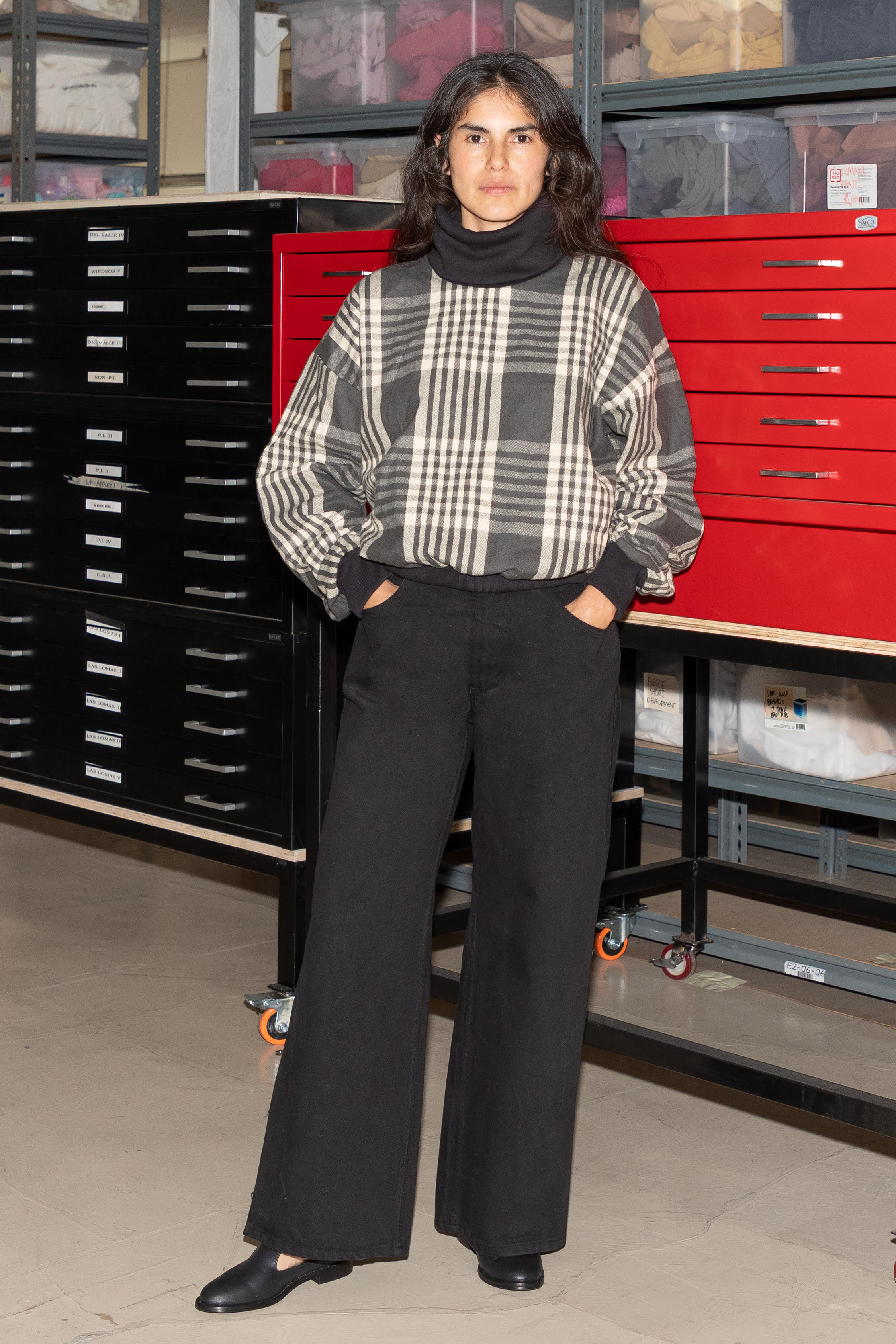 ニット/セーター PLAID SHEER TURTLE KNIT Aegean Sea | Pure Wool Knitted Aran Turtle Neck Sweater | WoolOvers US