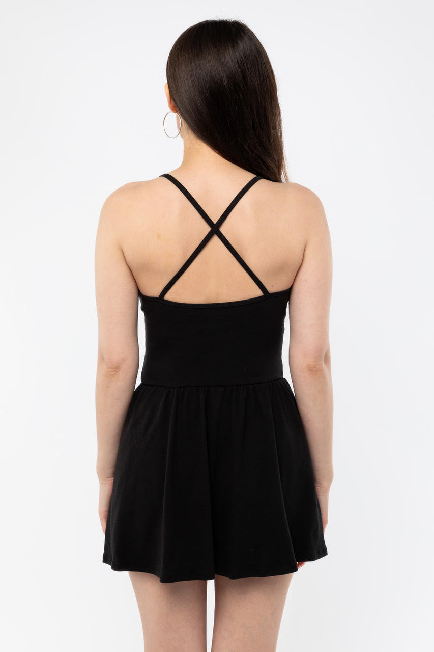 43206X - Baby Rib Cross Back Mini Dress, Black / S 43206X - Baby Rib Cross Back Mini Dress, Black / S