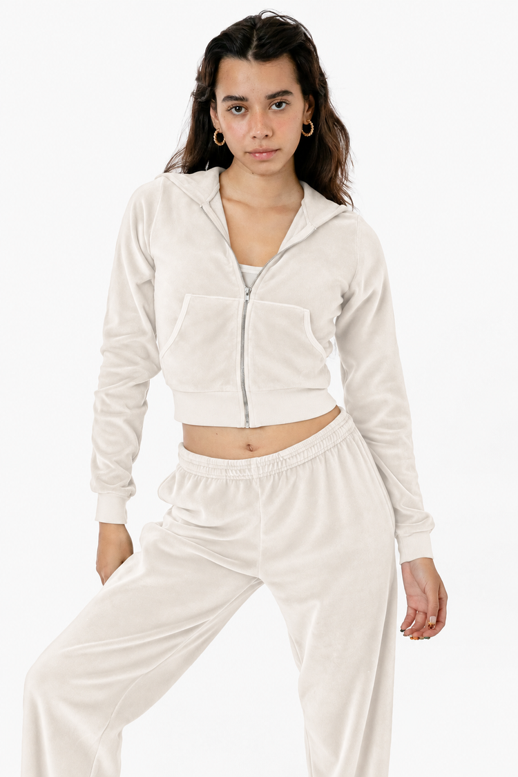 VLR310GD - Garment Dye Velour Mid-Length Zip-Up Hoodie