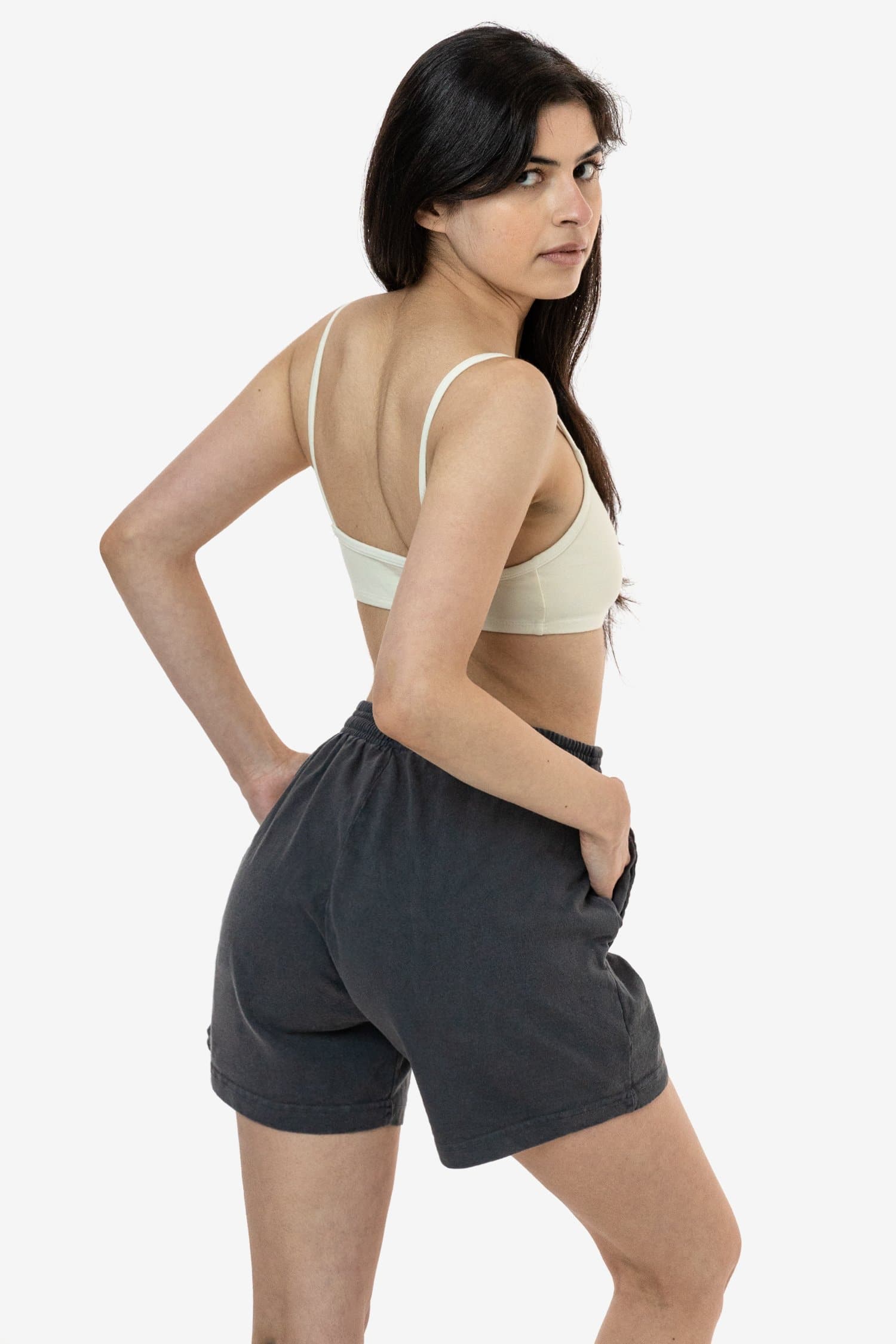 Los Angeles Apparel | Heavy Jersey Garment Dye Gym Shorts for Women in Khaki, Size XS
