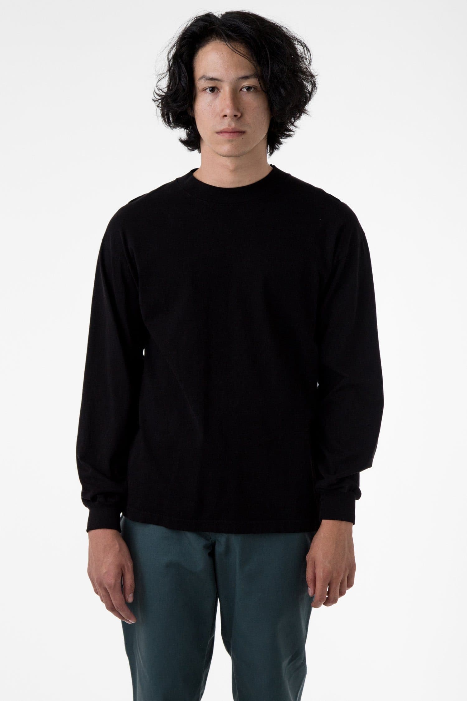 1406GD - Long Sleeve Garment Dye Mockneck T-Shirt – Los Angeles Apparel